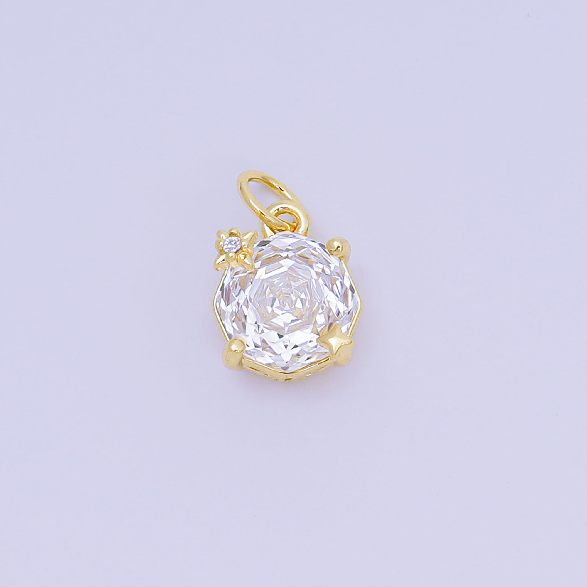 24K Gold Filled 11mm Round Multicolor CZ Blooming Rose Flower Charm | M-102 - M-106, M-197 M-212