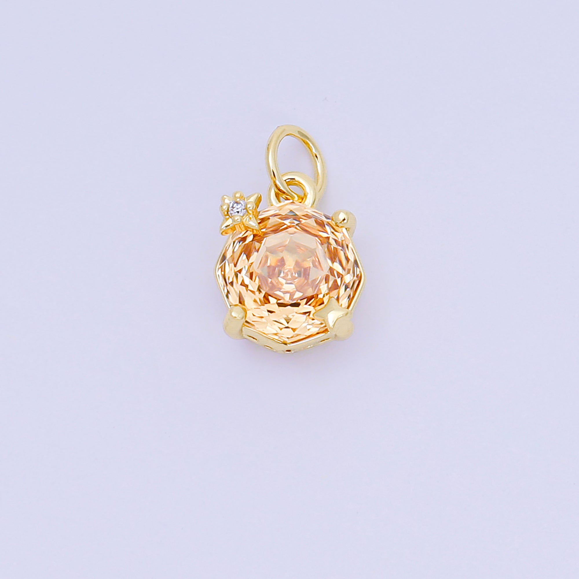 24K Gold Filled 11mm Round Multicolor CZ Blooming Rose Flower Charm | M-102 - M-106, M-197 M-212