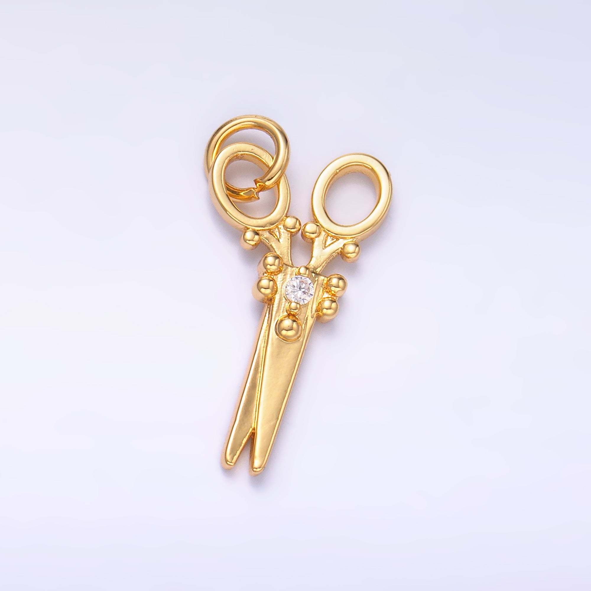 Mini 24K Gold Filled Micro Paved Scissors Charm M-318