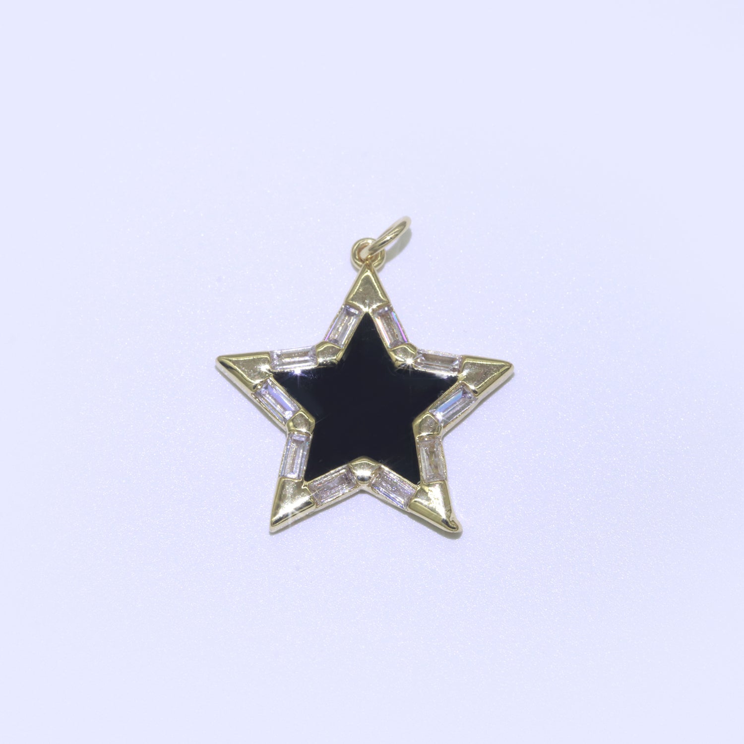 16K Gold Filled 25mm Enamel Baguette CZ Celestial Star Charm | M325 - M335 Charms-00325