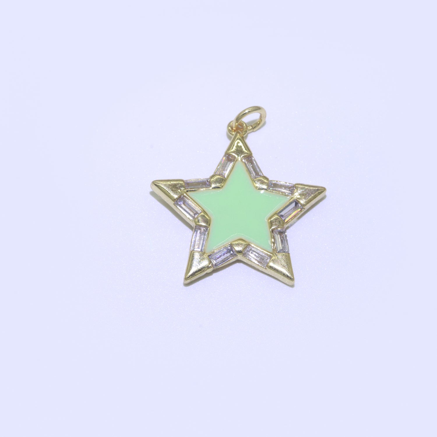 16K Gold Filled 25mm Enamel Baguette CZ Celestial Star Charm | M325 - M335 Charms-00325