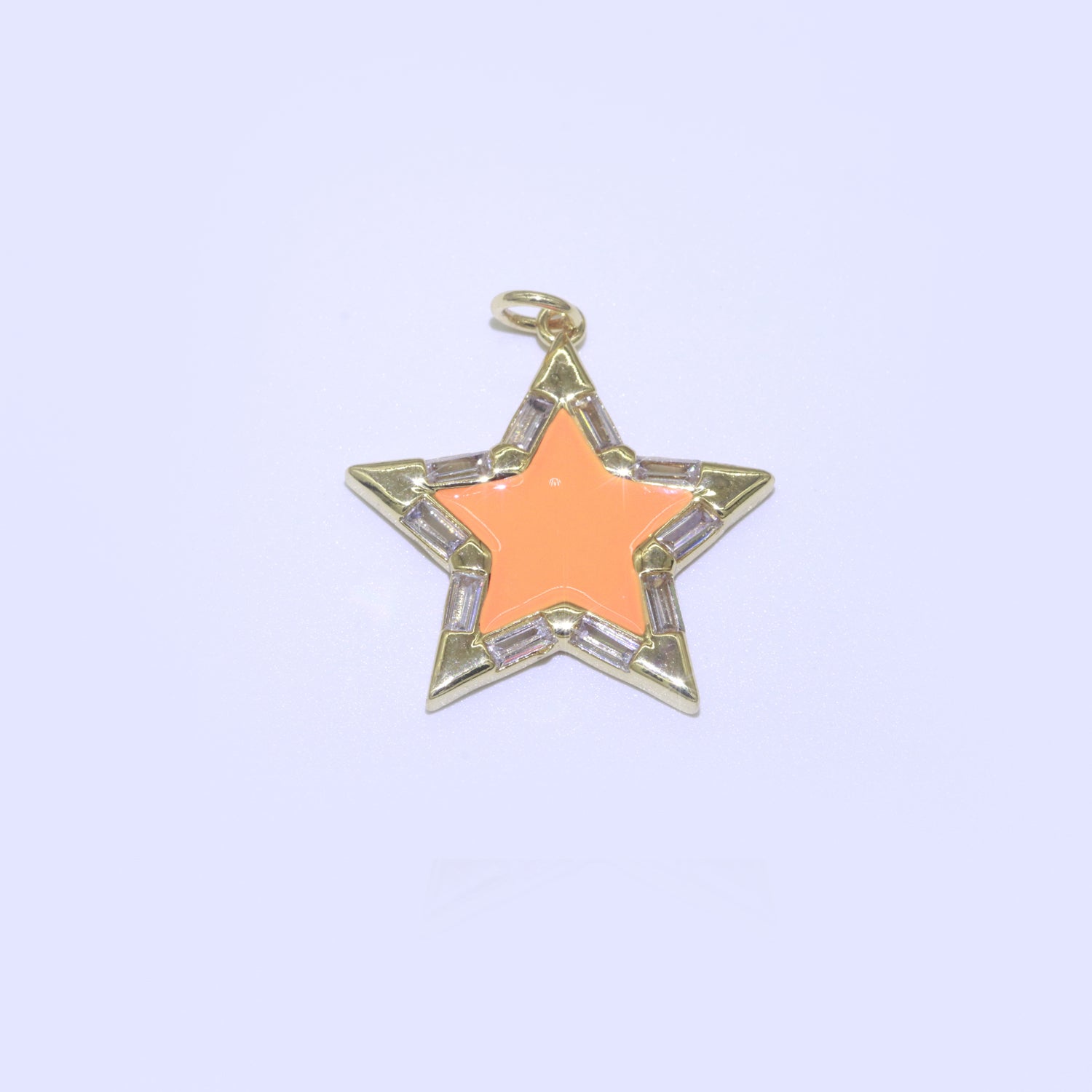 16K Gold Filled 25mm Enamel Baguette CZ Celestial Star Charm | M325 - M335 Charms-00325