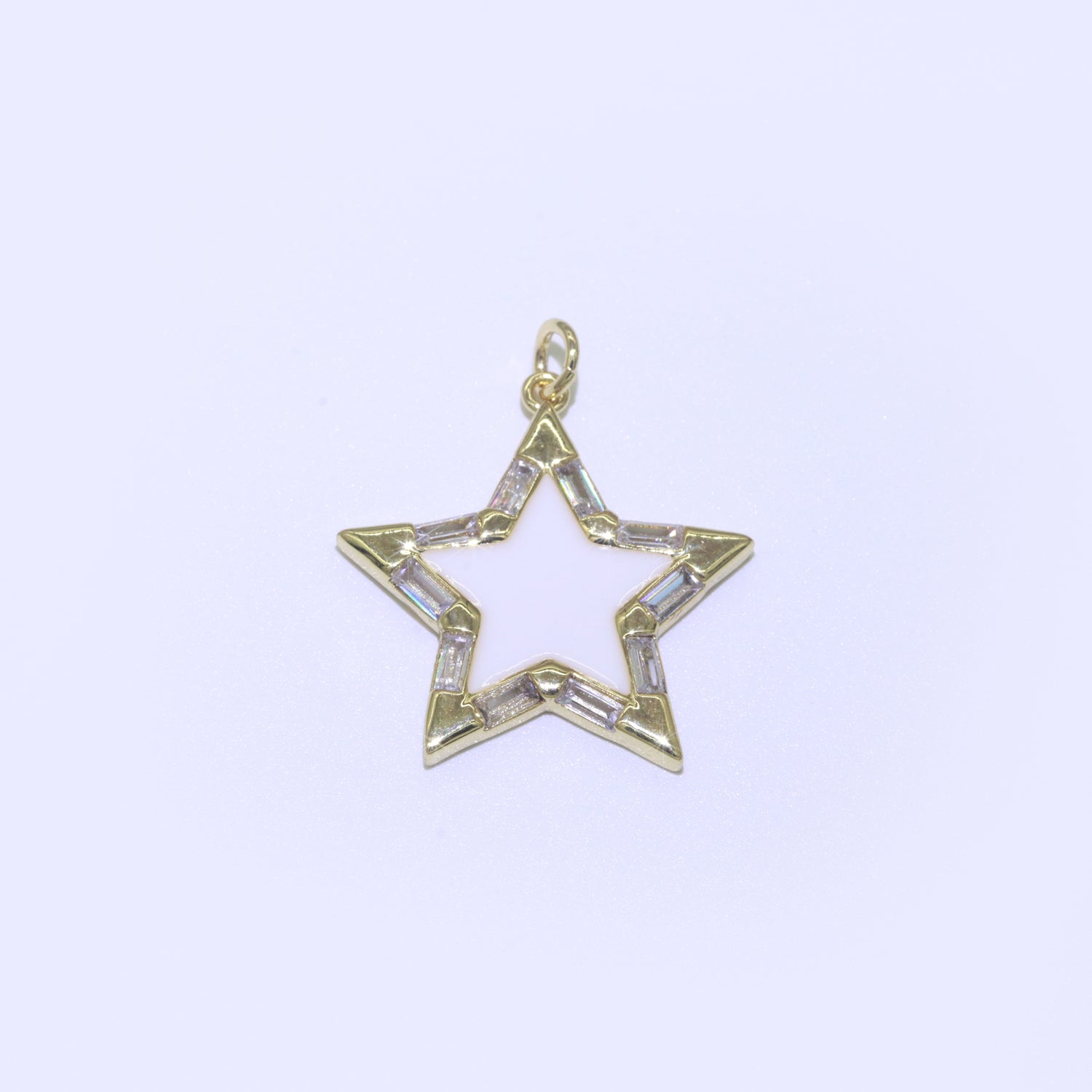 16K Gold Filled 25mm Enamel Baguette CZ Celestial Star Charm | M325 - M335 Charms-00325