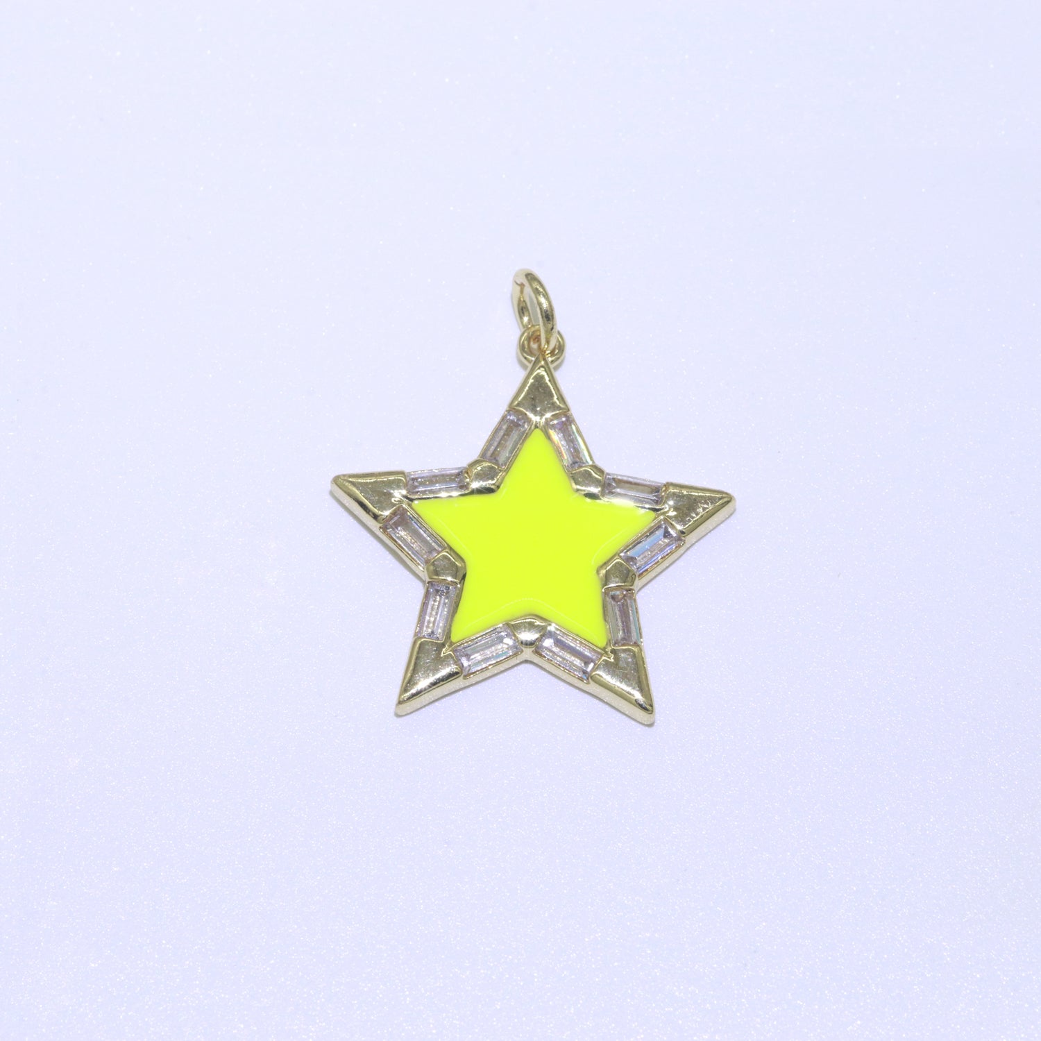 16K Gold Filled 25mm Enamel Baguette CZ Celestial Star Charm | M325 - M335 Charms-00325