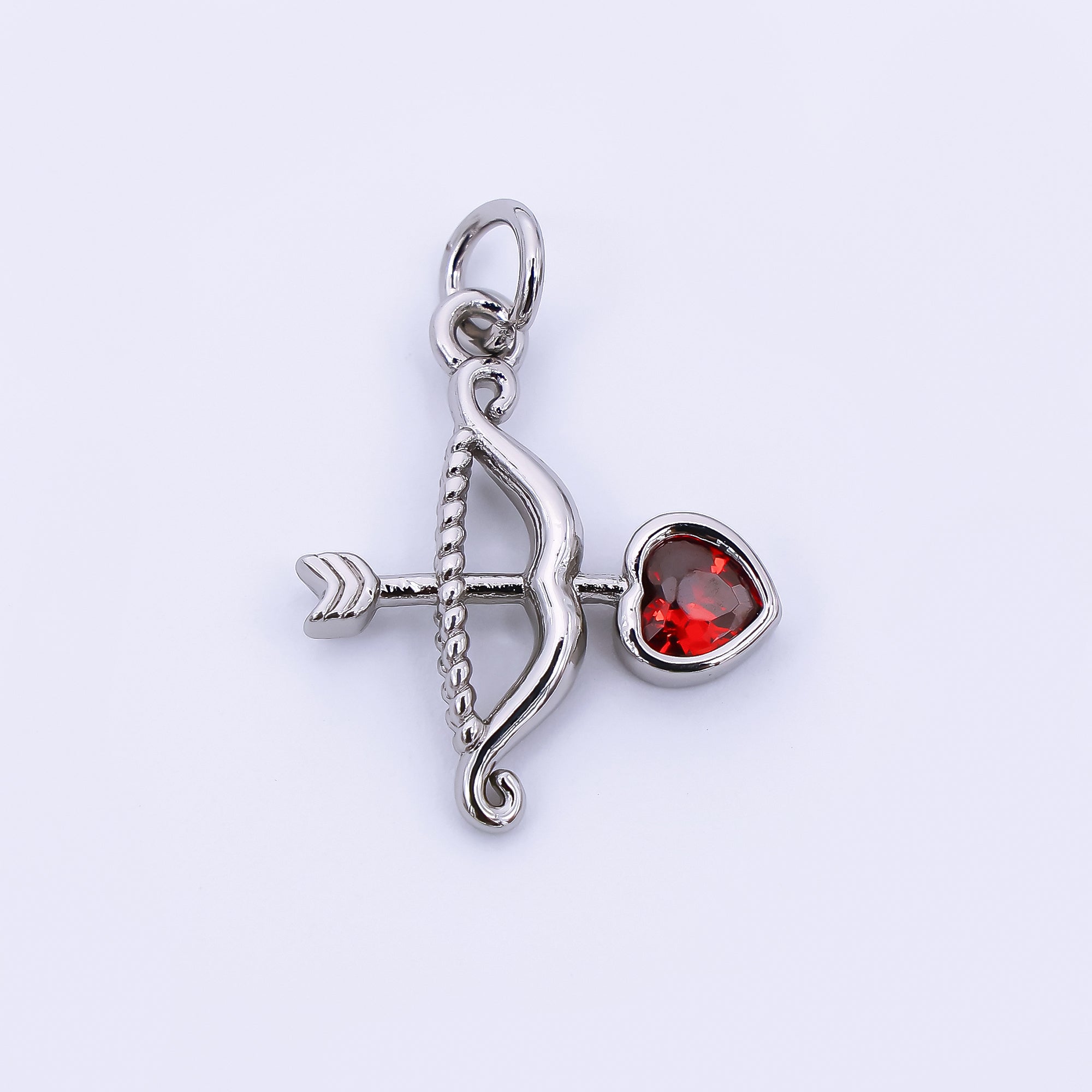24K Gold Filled 18mm Red Heart-Shaped CZCupid Love Arrow Charm | M-573