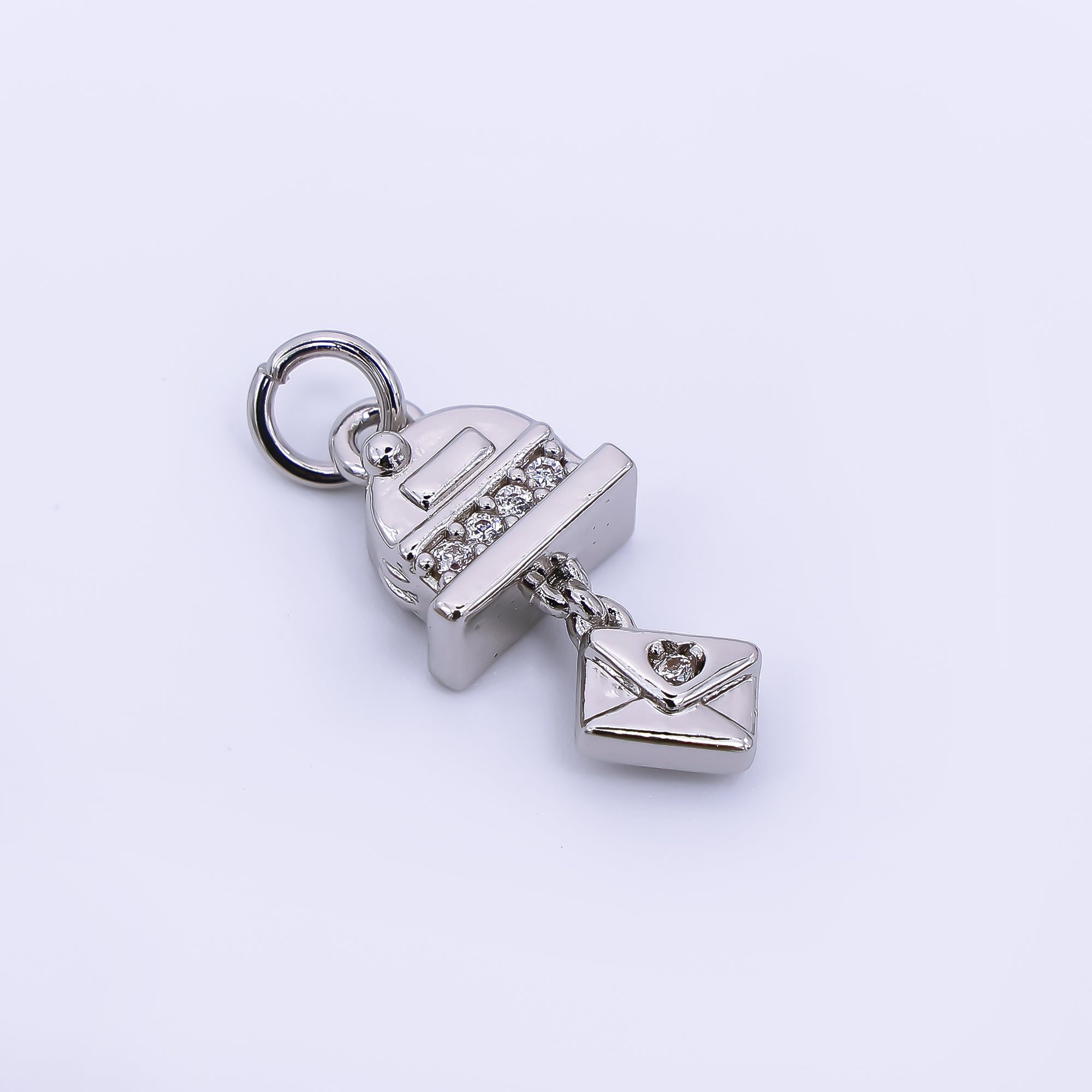 24K Gold Filled 17.5mm Micro Paved CZ Love Letter & Mailbox Drop Charm | M-675