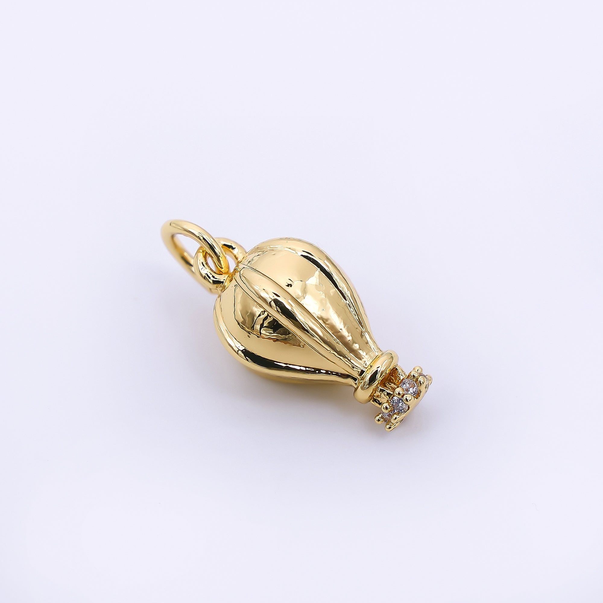 24K Gold Filled 15mm Micro Paved CZ Hot Air Balloon Charm inGold & Silver | M-748