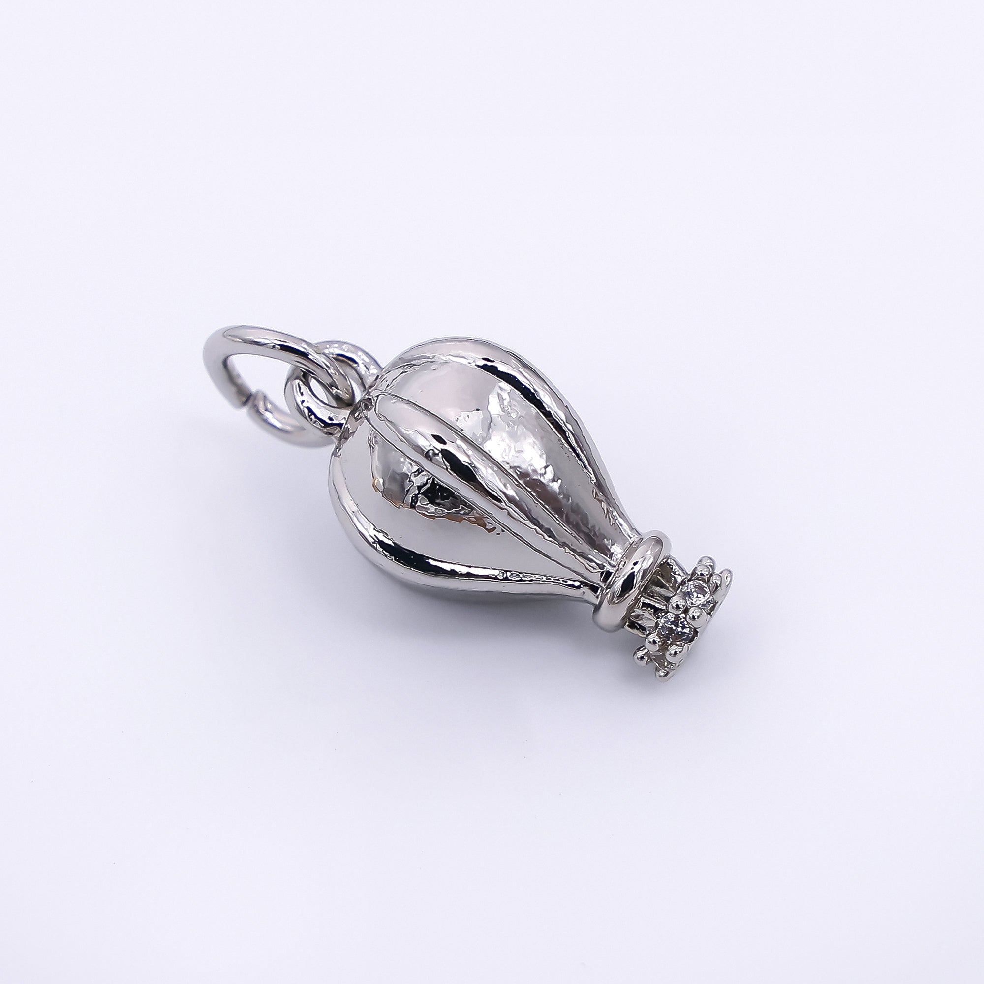 24K Gold Filled 15mm Micro Paved CZ Hot Air Balloon Charm inGold & Silver | M-748