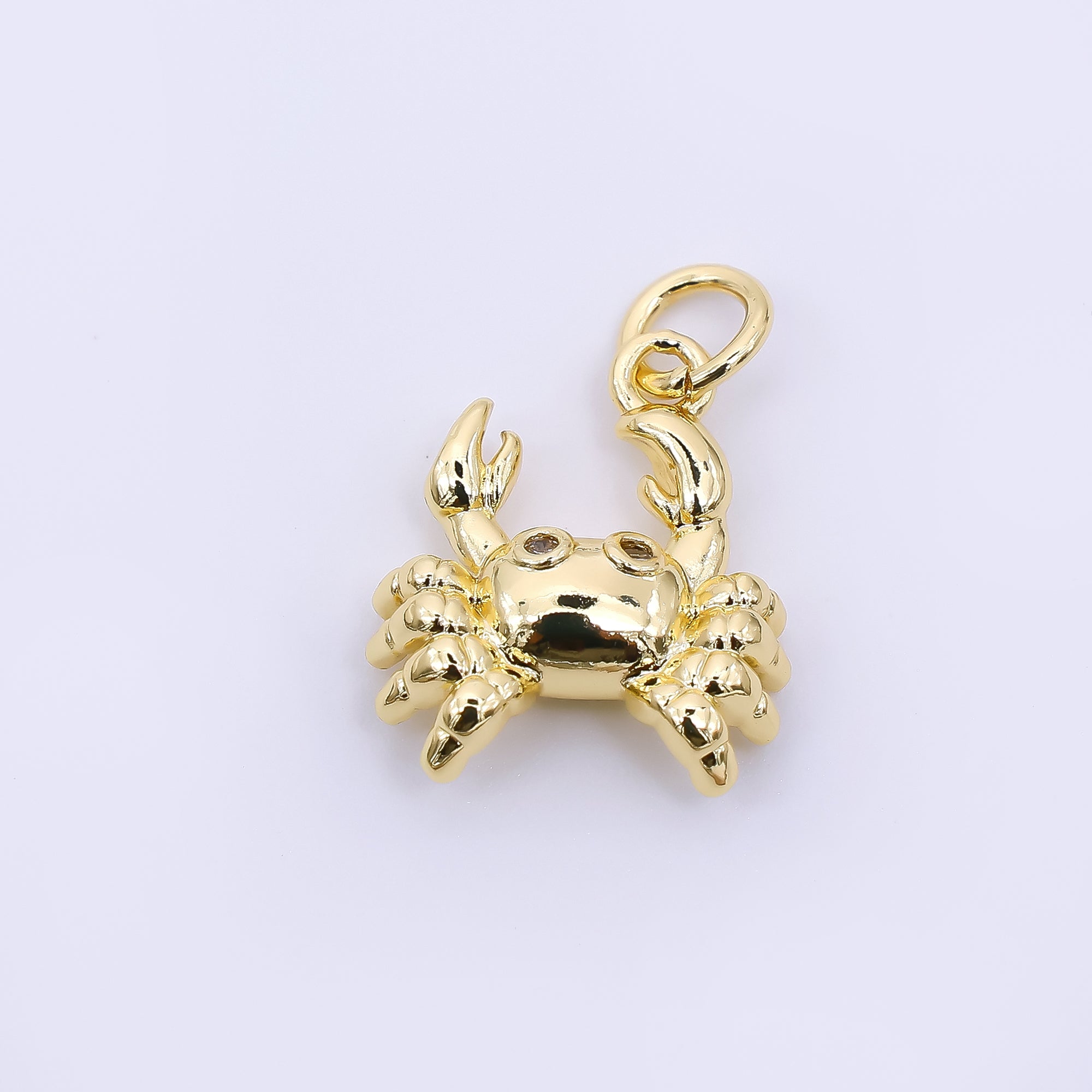 24K Gold Filled 16mm Micro Paved CZ Fresh Sea Crab Animal Charm | M-753
