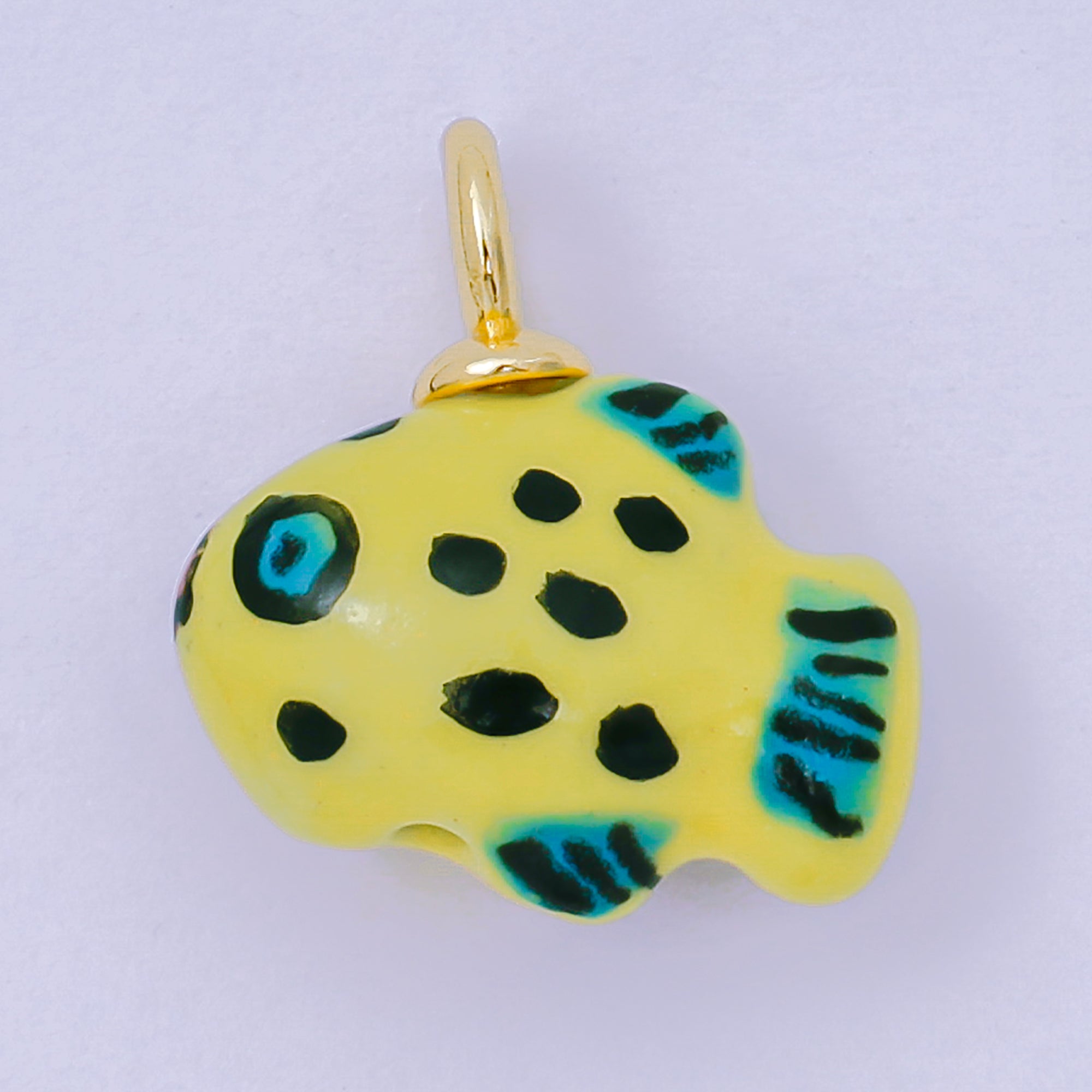 24K Gold Filled 19mm Ceramic Art Pocket Sea Fish Animal Charm in Pink, Red, & Yellow | M-783 M-794 M-755 M-770