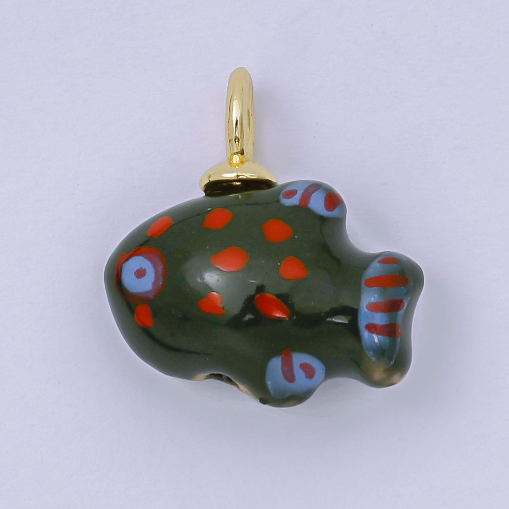 24K Gold Filled 19mm Ceramic Art Pocket Sea Fish Animal Charm in Pink, Red, & Yellow | M-783 M-794 M-755 M-770