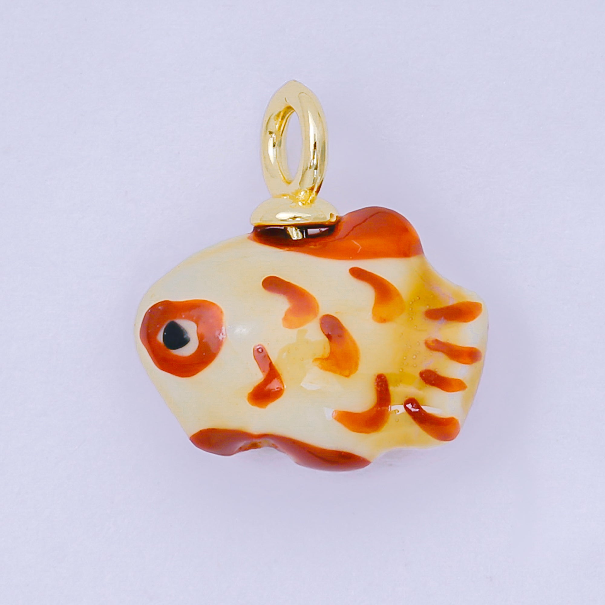 24K Gold Filled 19mm Ceramic Art Pocket Sea Fish Animal Charm in Pink, Red, & Yellow | M-783 M-794 M-755 M-770
