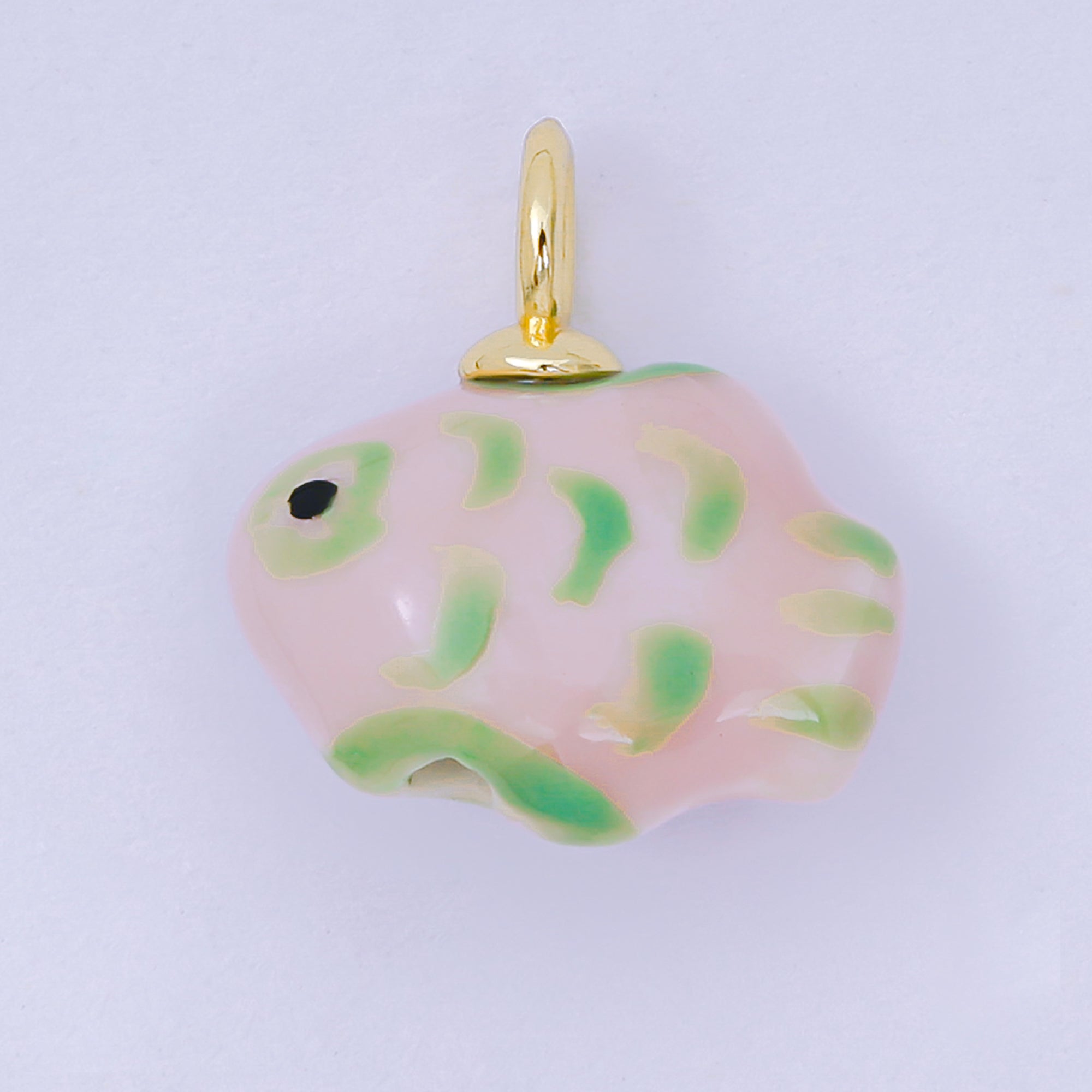 24K Gold Filled 19mm Ceramic Art Pocket Sea Fish Animal Charm in Pink, Red, & Yellow | M-783 M-794 M-755 M-770