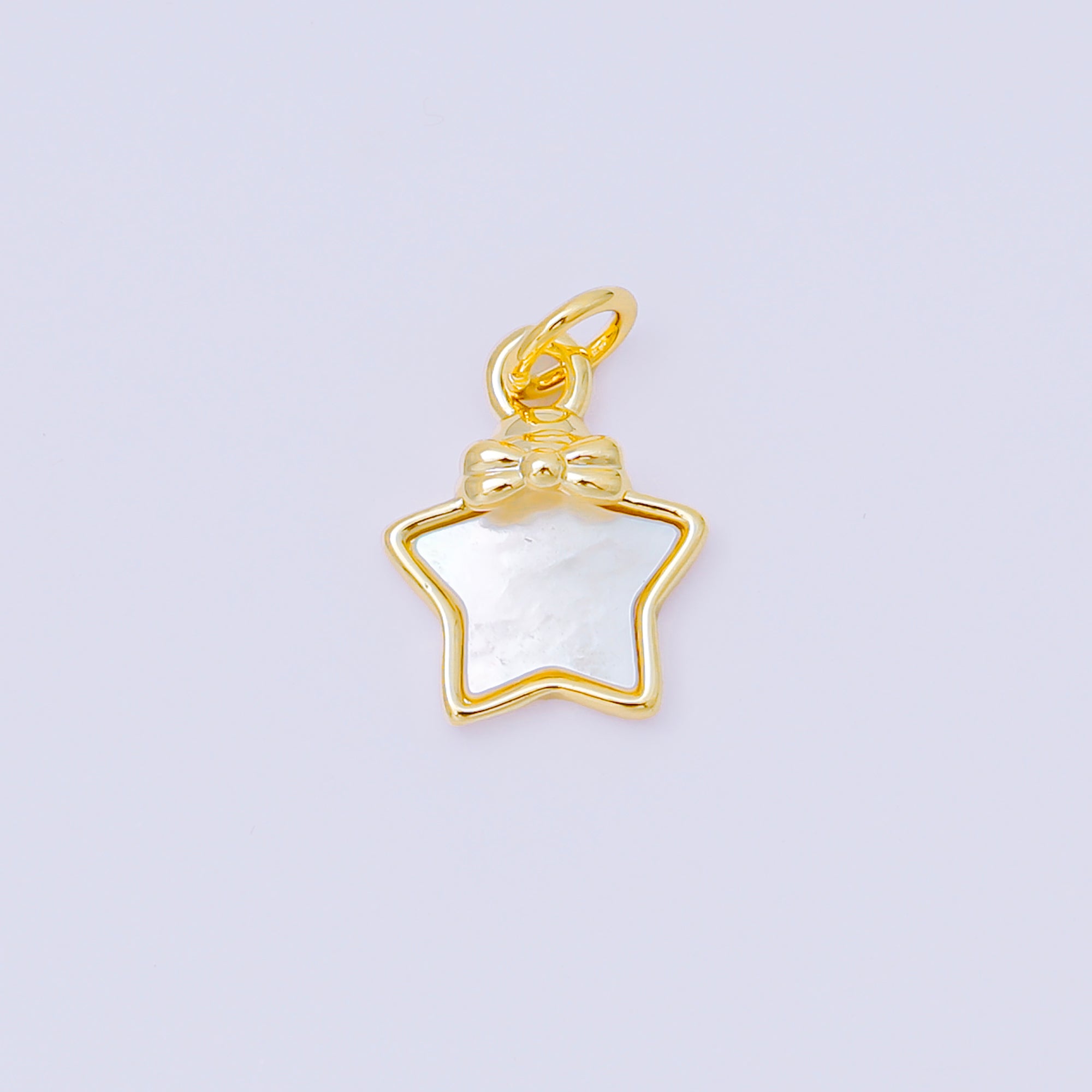 24K Gold Filled 13mm Star in Bowtie Shell Pearl Charm | M876