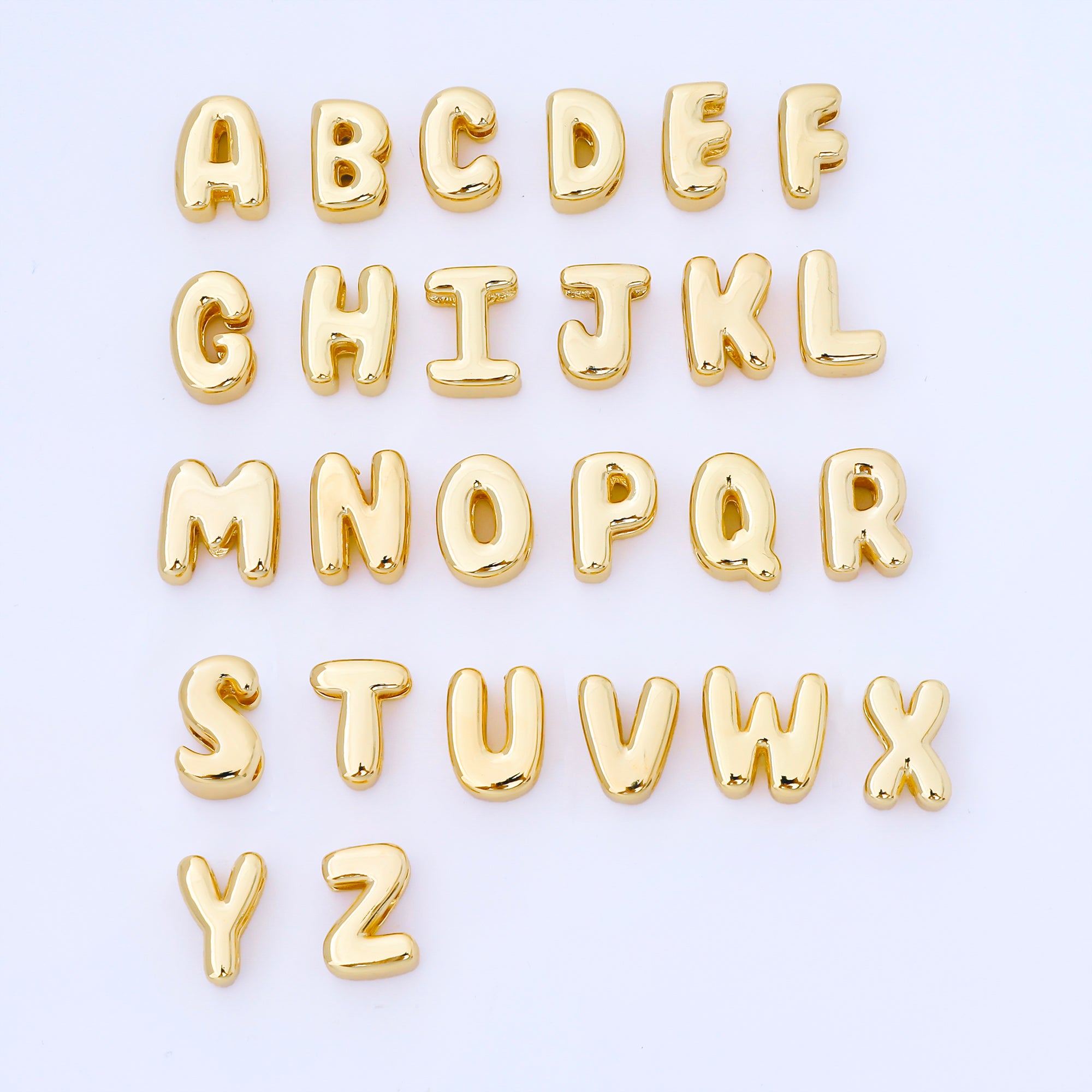 24K Gold Filled 15mm Personalized Chubby Bubble Initial Letter Alphabet Bead | AF079 - AF091