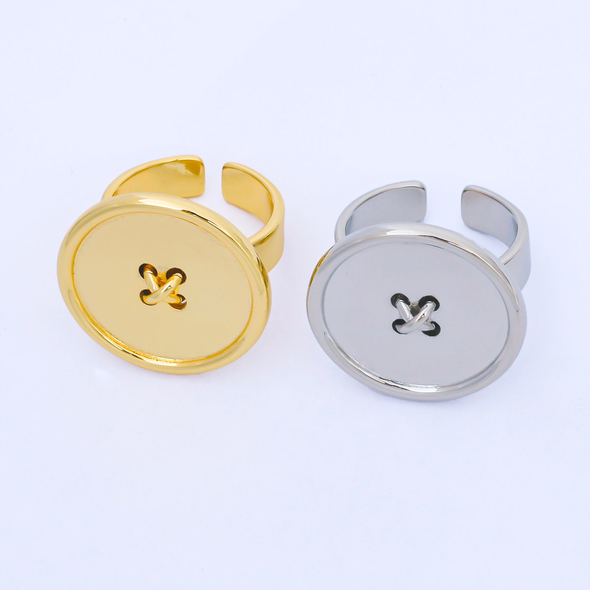 24K Gold Filled Button Ring Fashion Rings for Women Adjustable | O1669