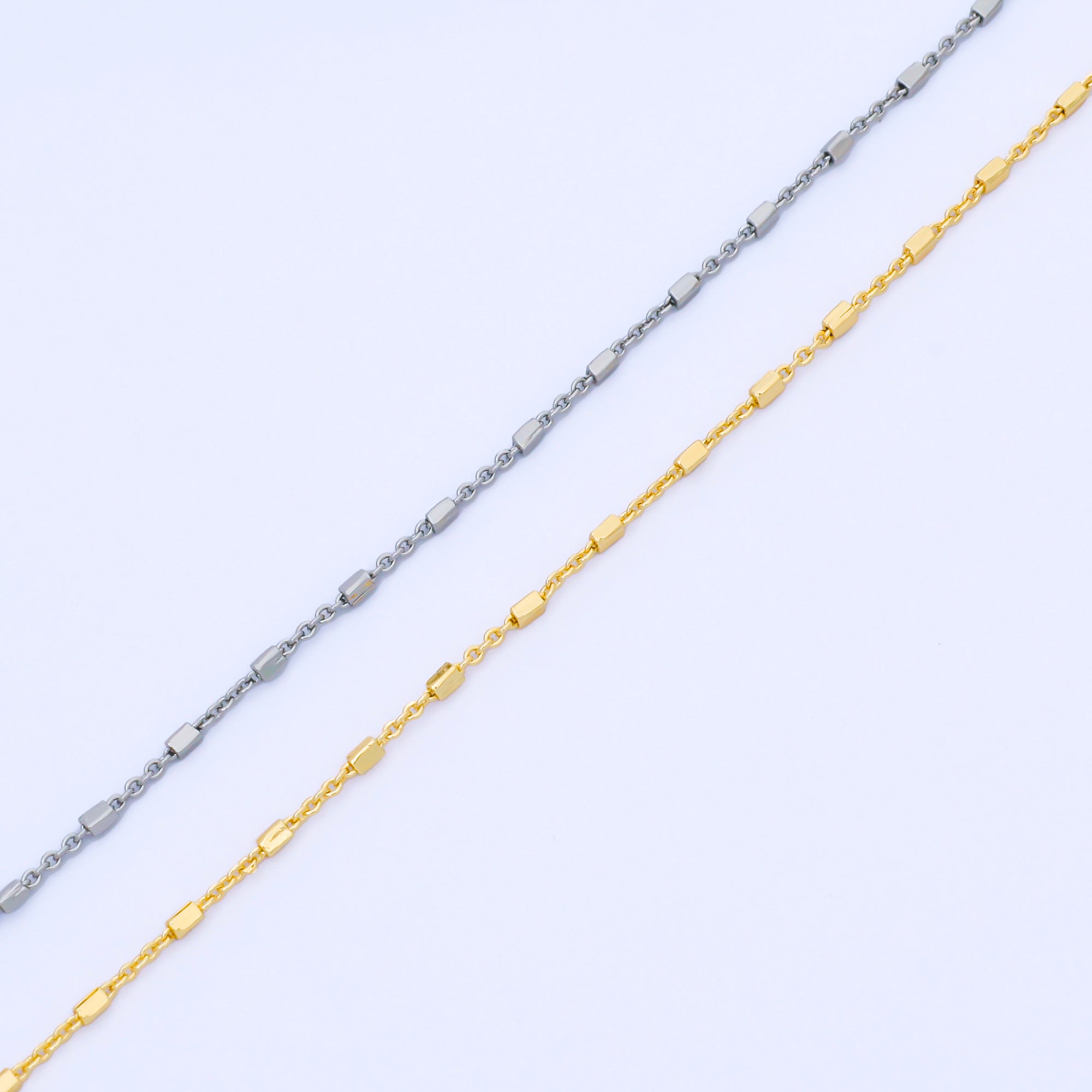 24K Gold Filled 1.3mm Tube Beads Satellite Chain 18 Inch Necklace | WA-1601