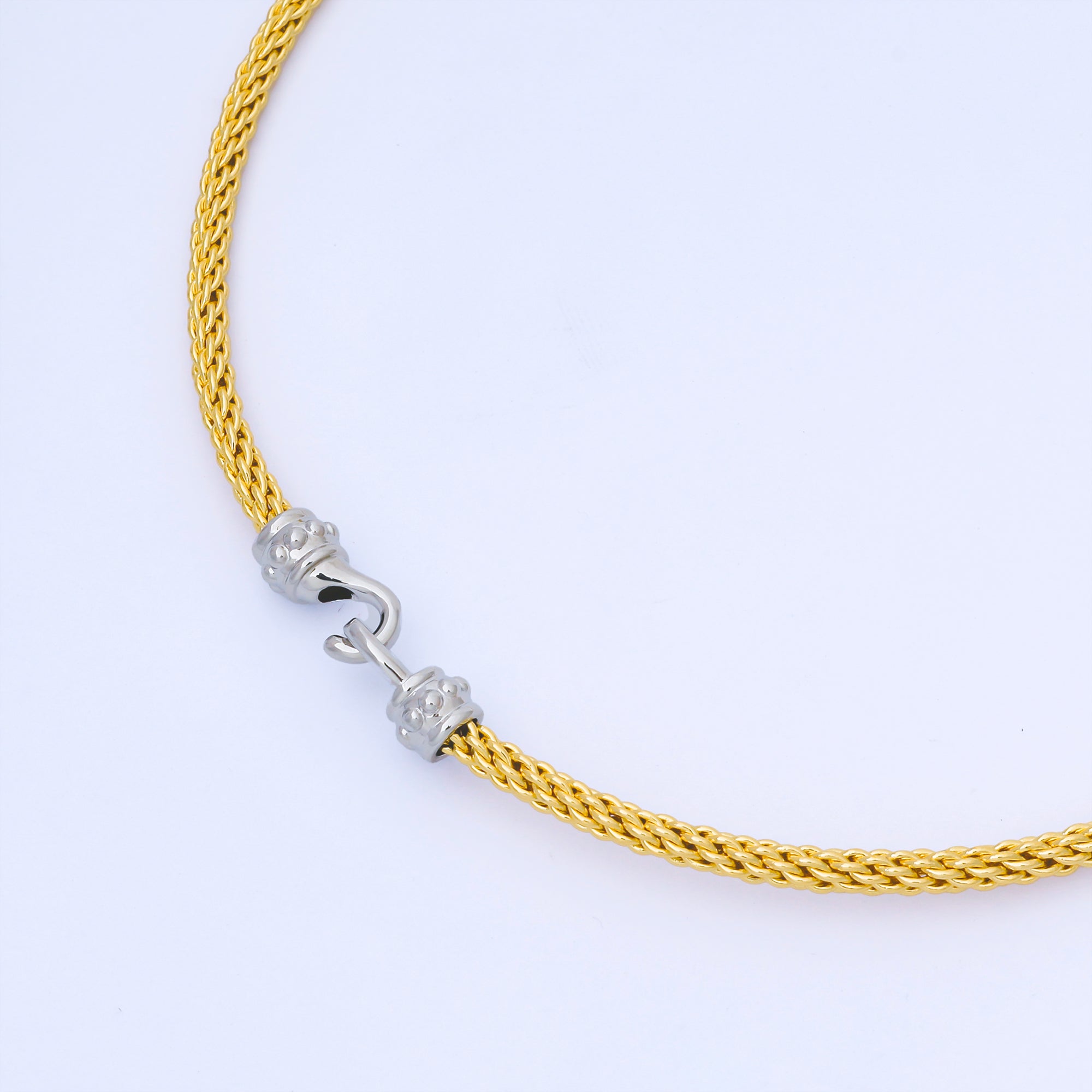 24K Gold Filled 4mm Twisted Rope Mixed Metal Necklace | WA-3898