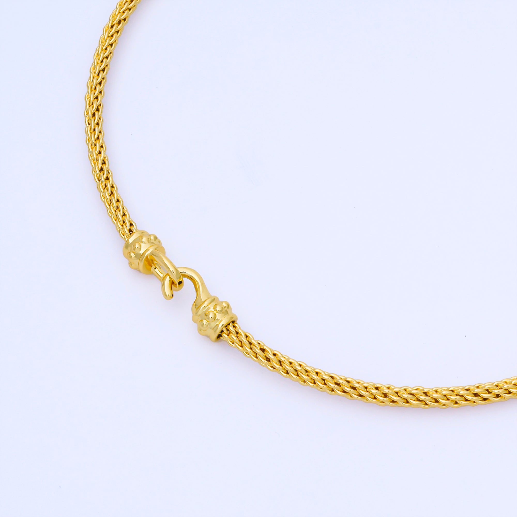 24K Gold Filled 4mm Twisted Rope Mixed Metal Necklace | WA-3898