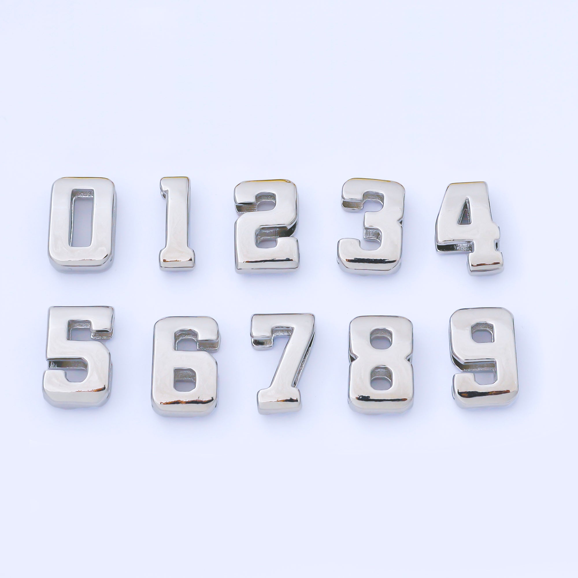 24K Gold Filled 20mm Minimalist Number 0-9 Numerology Bead in Silver & Gold | B489 - B850