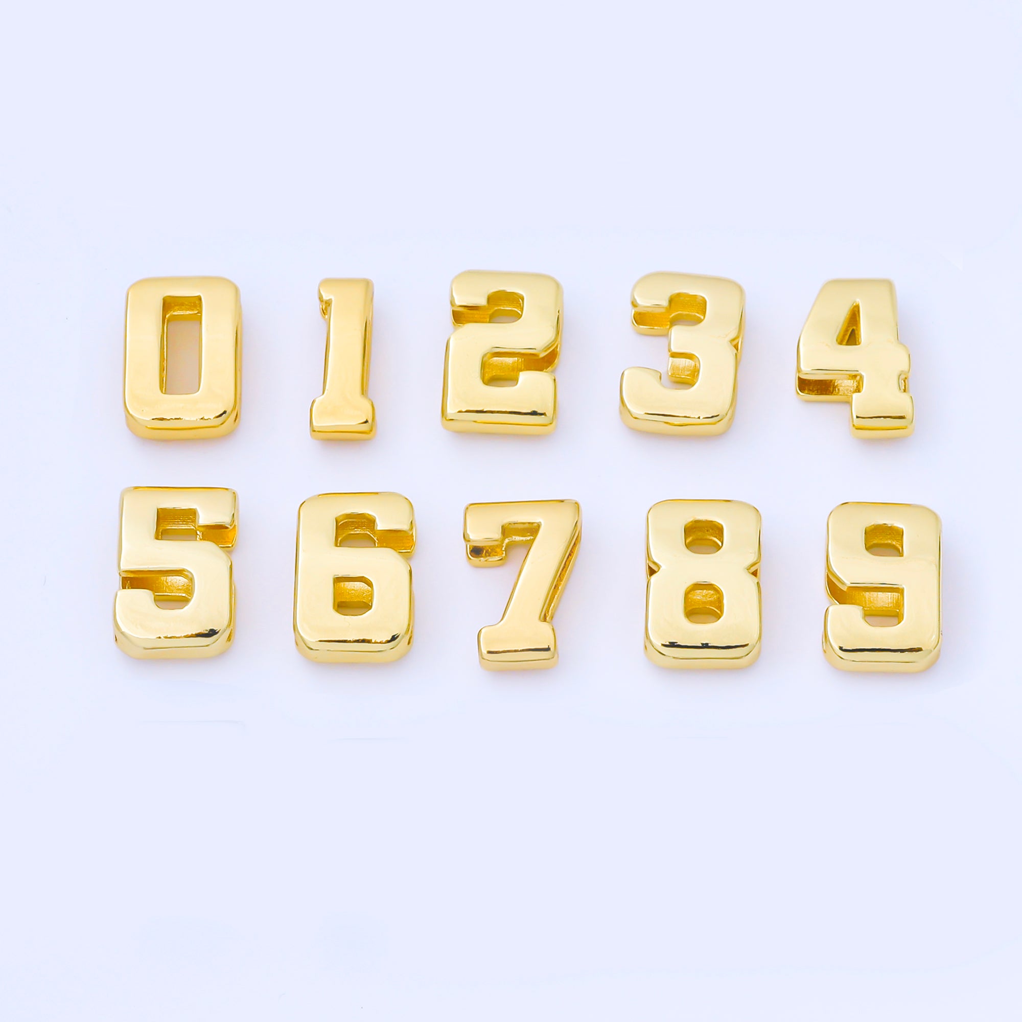24K Gold Filled 20mm Minimalist Number 0-9 Numerology Bead in Silver & Gold | B489 - B850