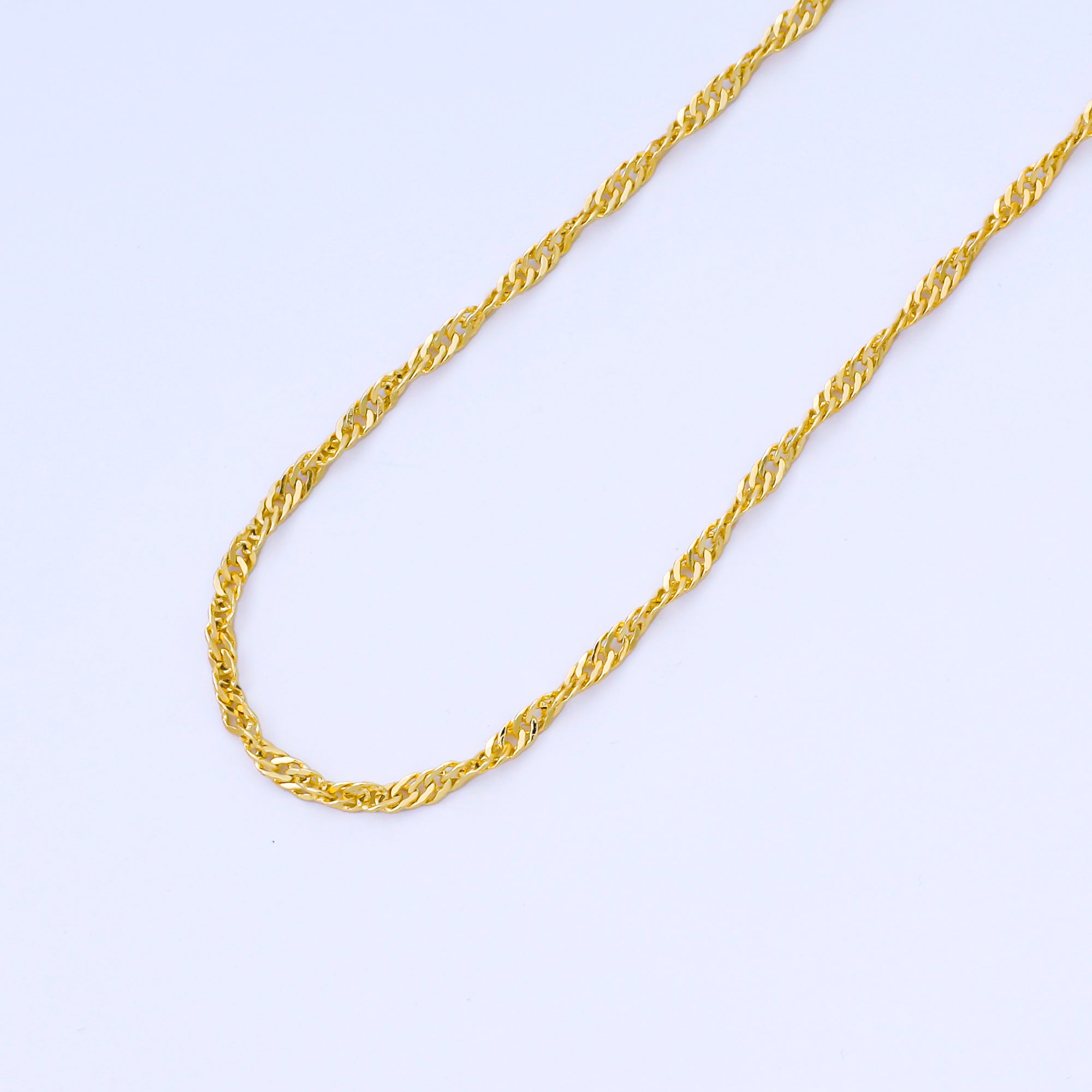 Precios de liquidación BLOWOUT Collar de cadena torcida de Singapur relleno de oro de 14 k, collar de cadena de cuerda relleno de oro listo para usar WA-773