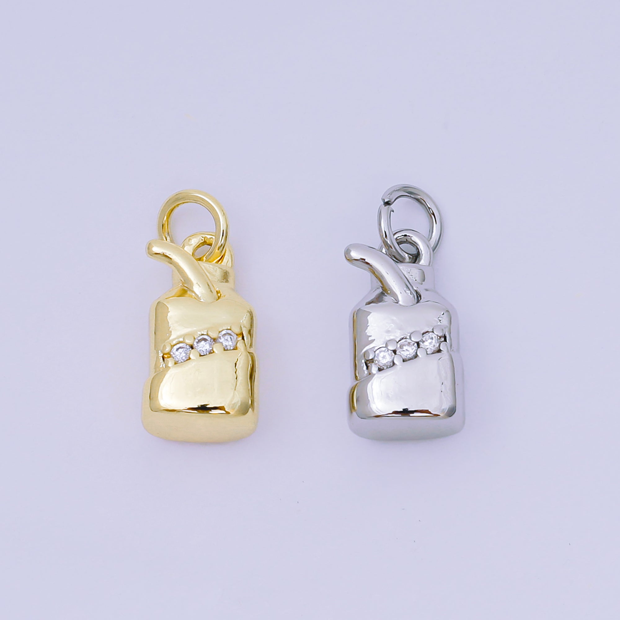 24K Gold Filled 13mm Micro Paved CZ Drink Charm in Gold & Silver | AJ474