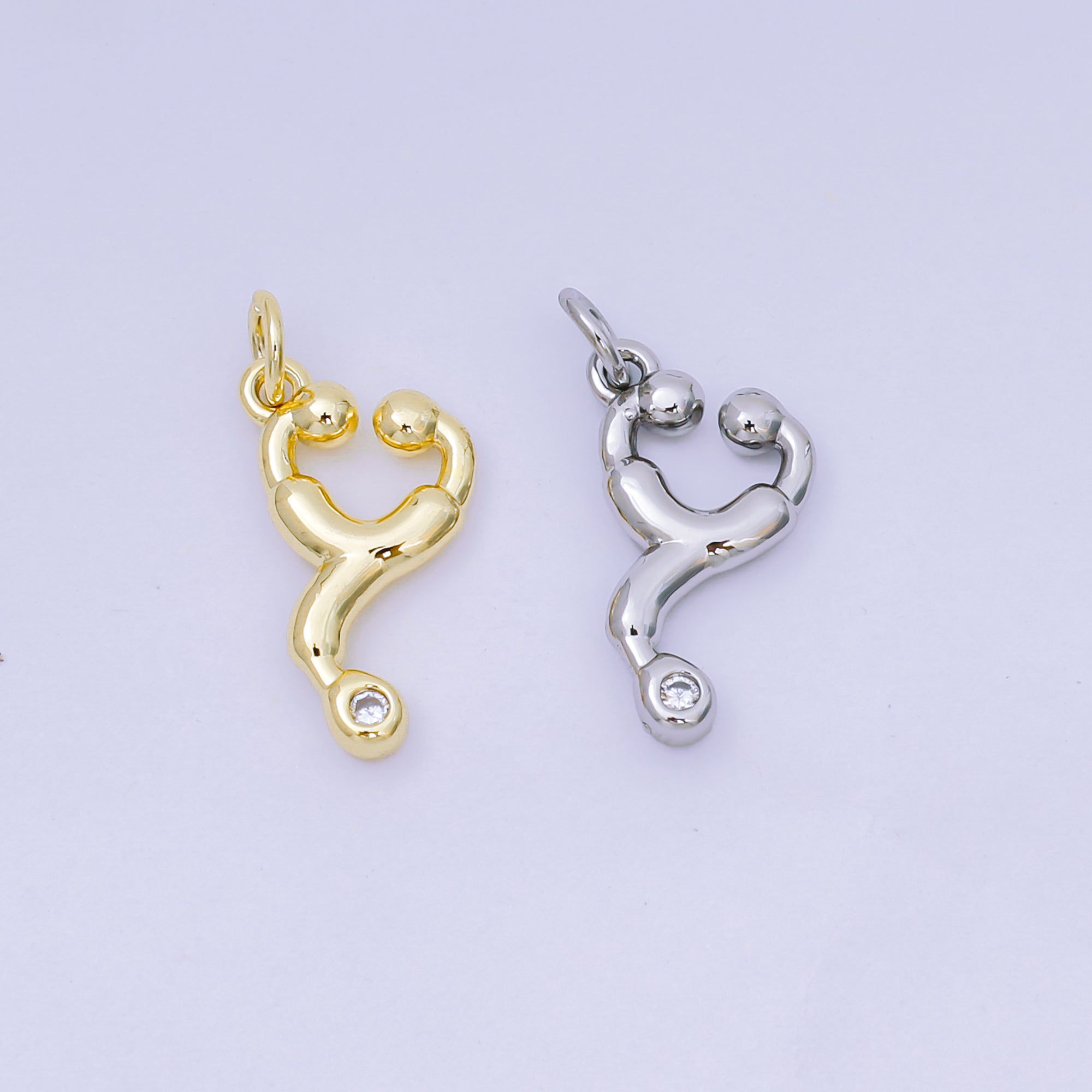 24K Gold Filled 18mm Medicine Stethoscope Multidimensional 3D Charm in Gold & Silver | AJ479