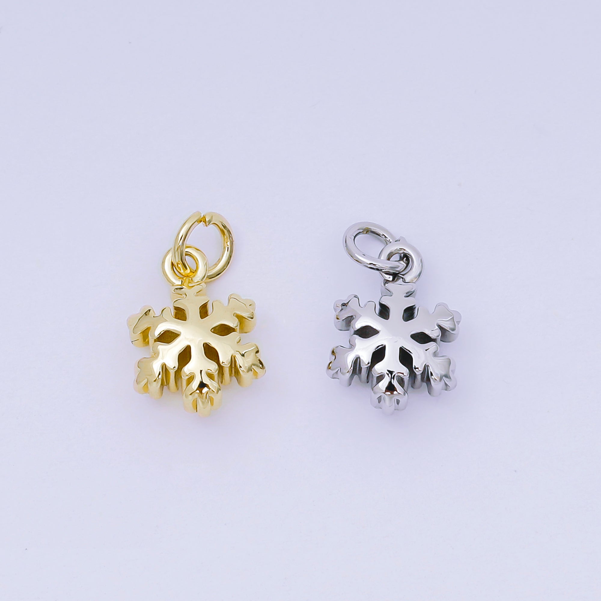 24K Gold Filled 13mm Winter Season Snow Flakes Holidays Charm | AH607