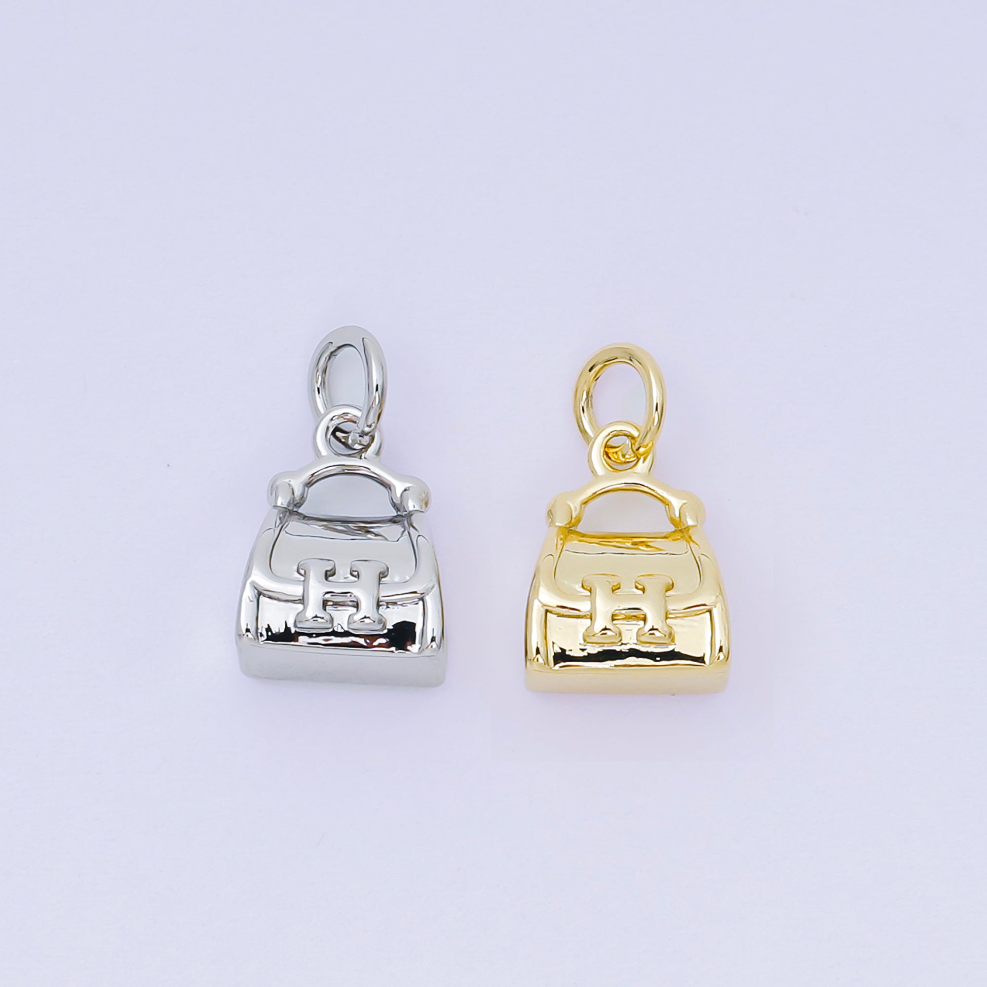 24K Gold Filled 11mm Casual Handbag Bag Purse Dainty Charm in Gold & Silver | AH-612