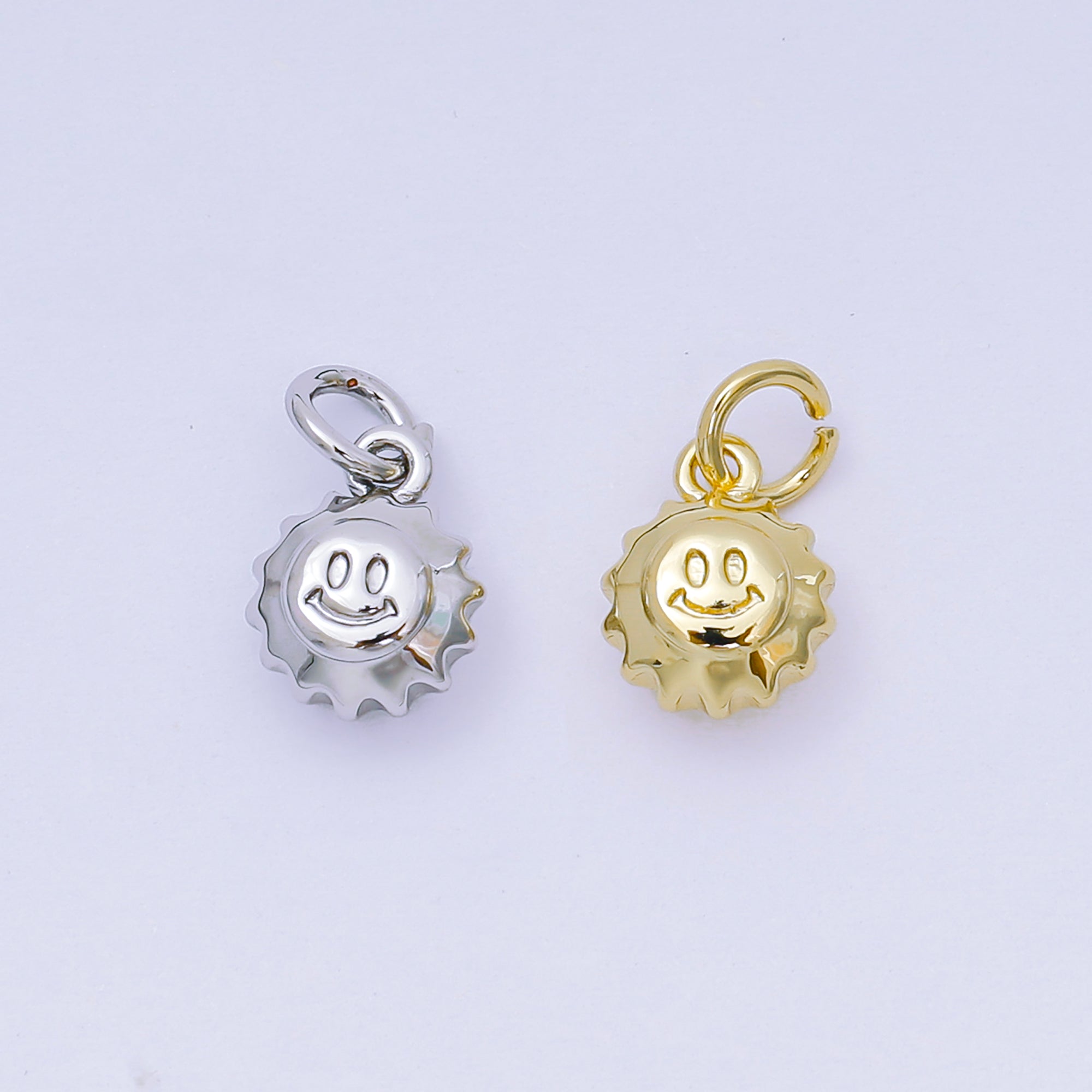 24K Gold Filled 10mm Happy Face Morning Sun Charm in Gold & Silver| AH-666