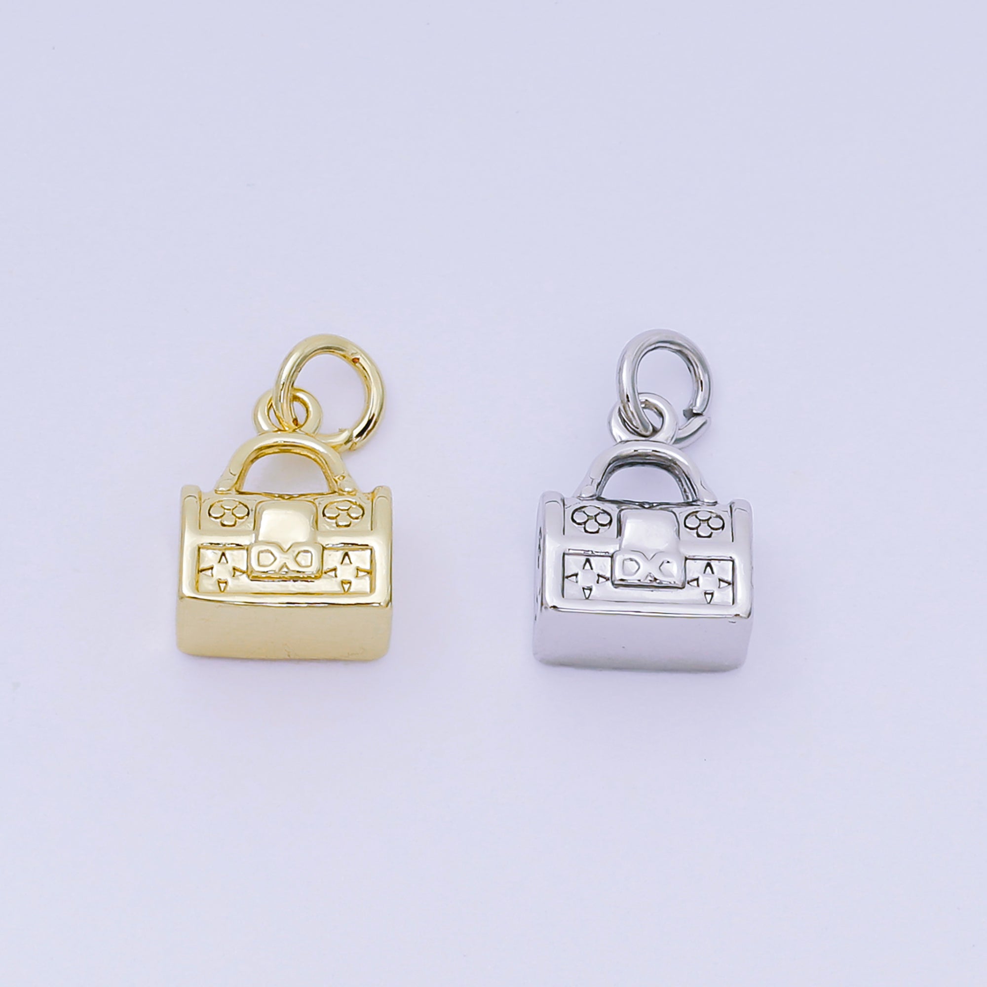 24K Gold Filled 11mm Daisy Floral Handbag Charm Purse in Gold & Silver | AH-667