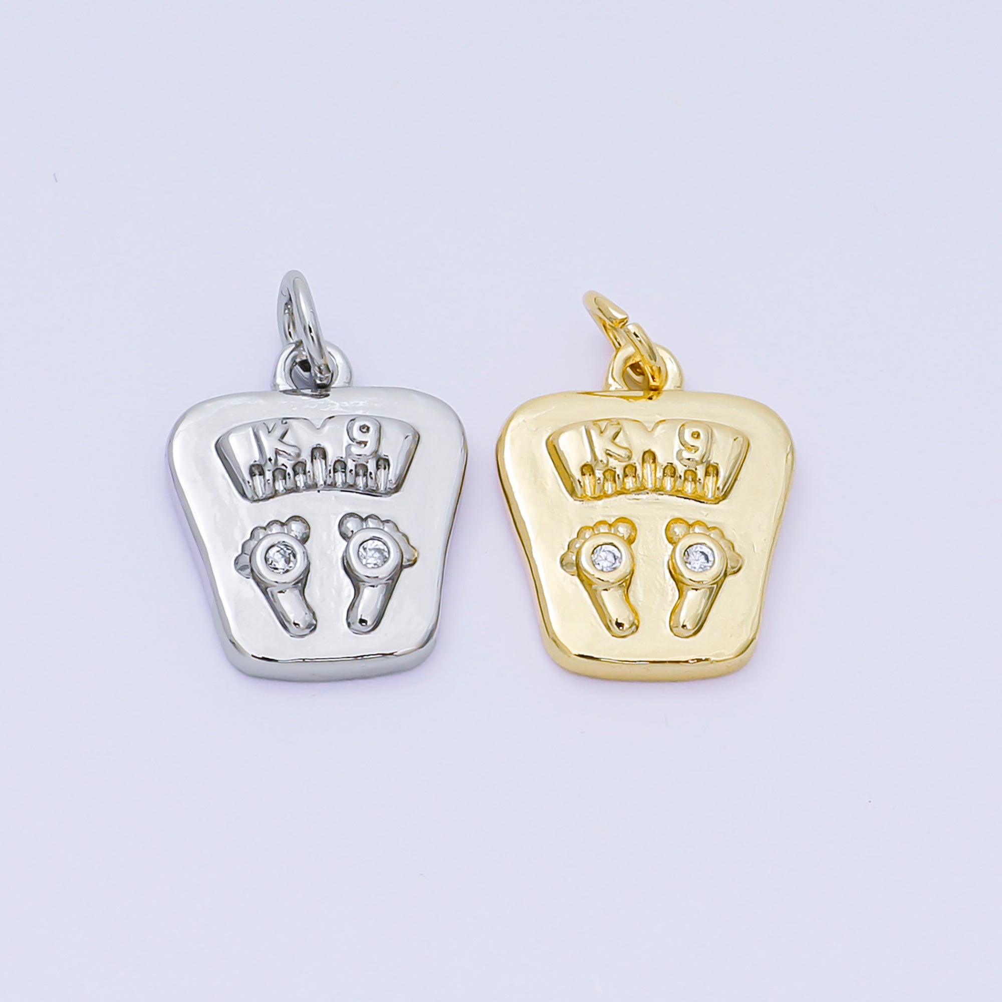 24K Gold Filled 15mm Micro Paved CZ Body Scale Charm in Gold & Silver | AH-668