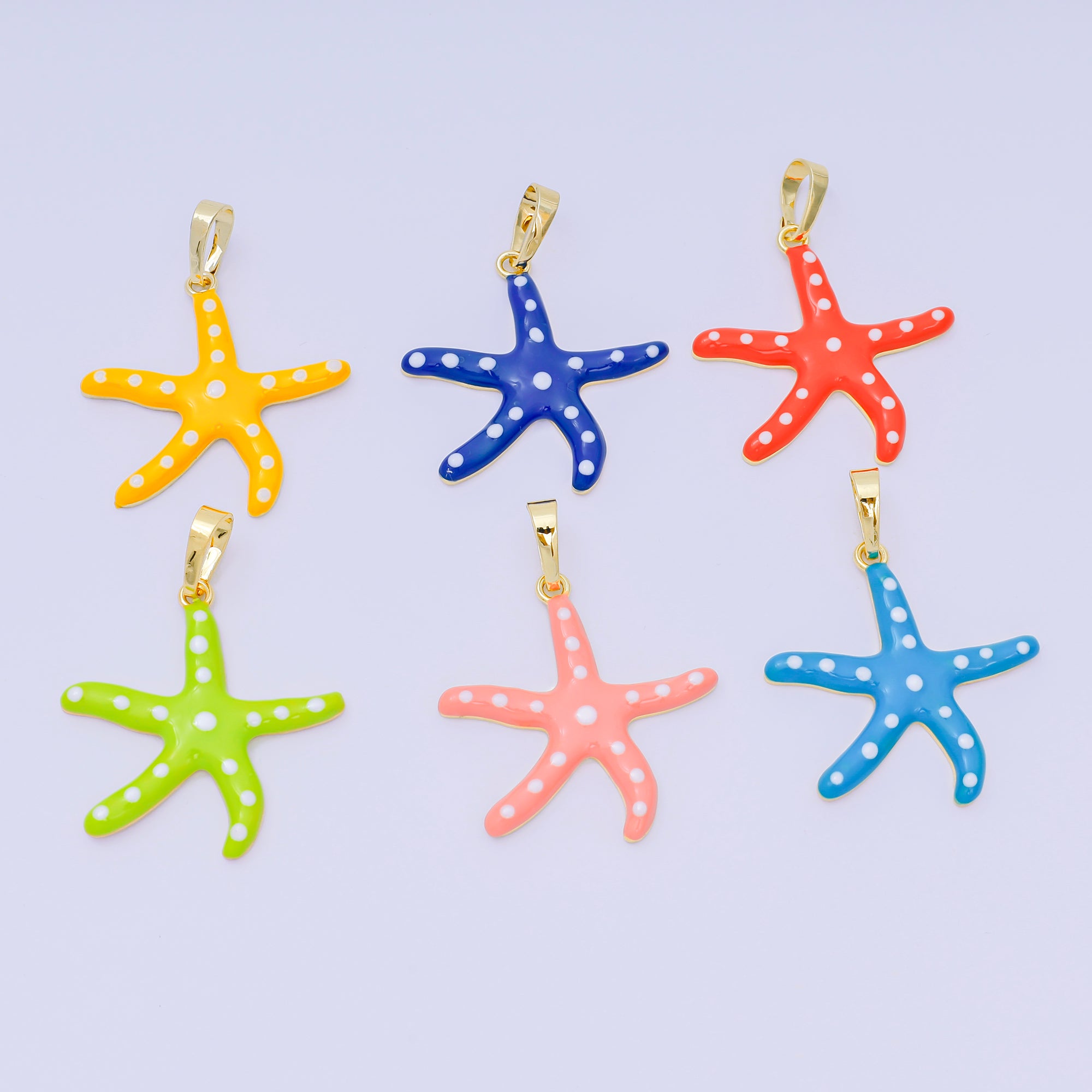 24K Gold Filled 32mm Colorful Enamel Art Sea Starfish Pendant | AA-1586 - AA-1588