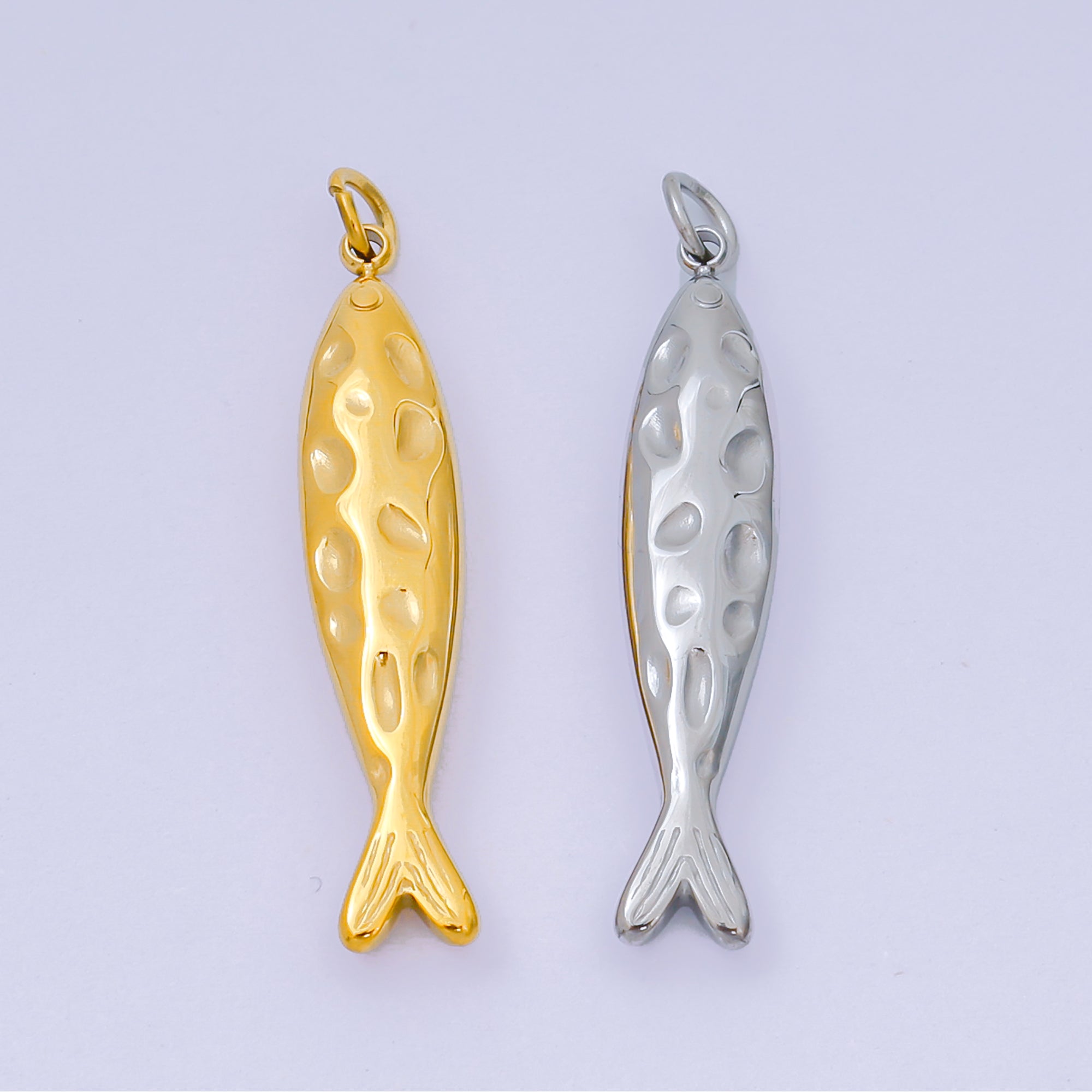 Stainless Steel 33.5mm Sardine Sea Fish Animal Charm in Gold & Silver | J-470