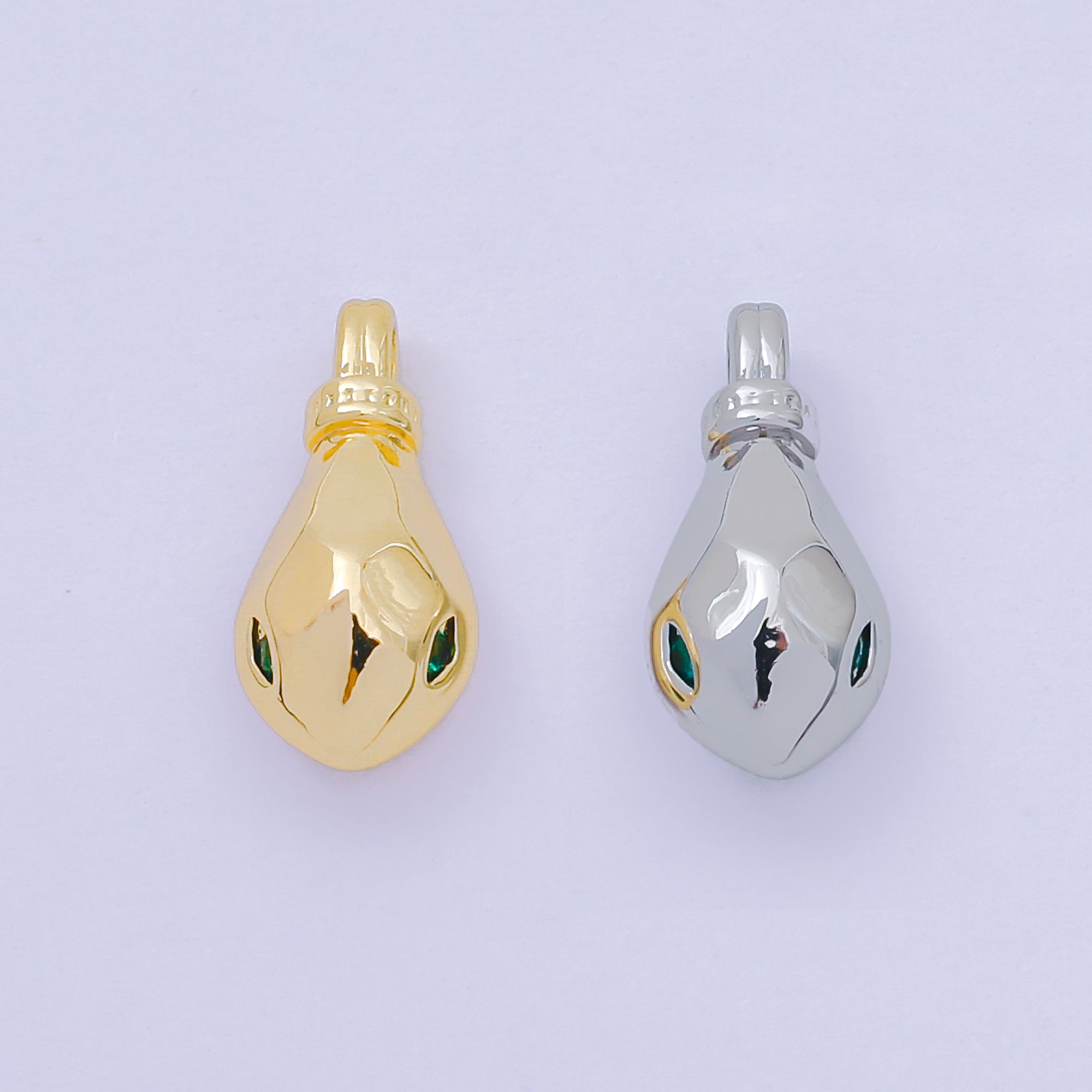 24K Gold Filled 17.5mm Green CZ Head of the Turtle Sea Animal in Gold & Silver | AA-1585