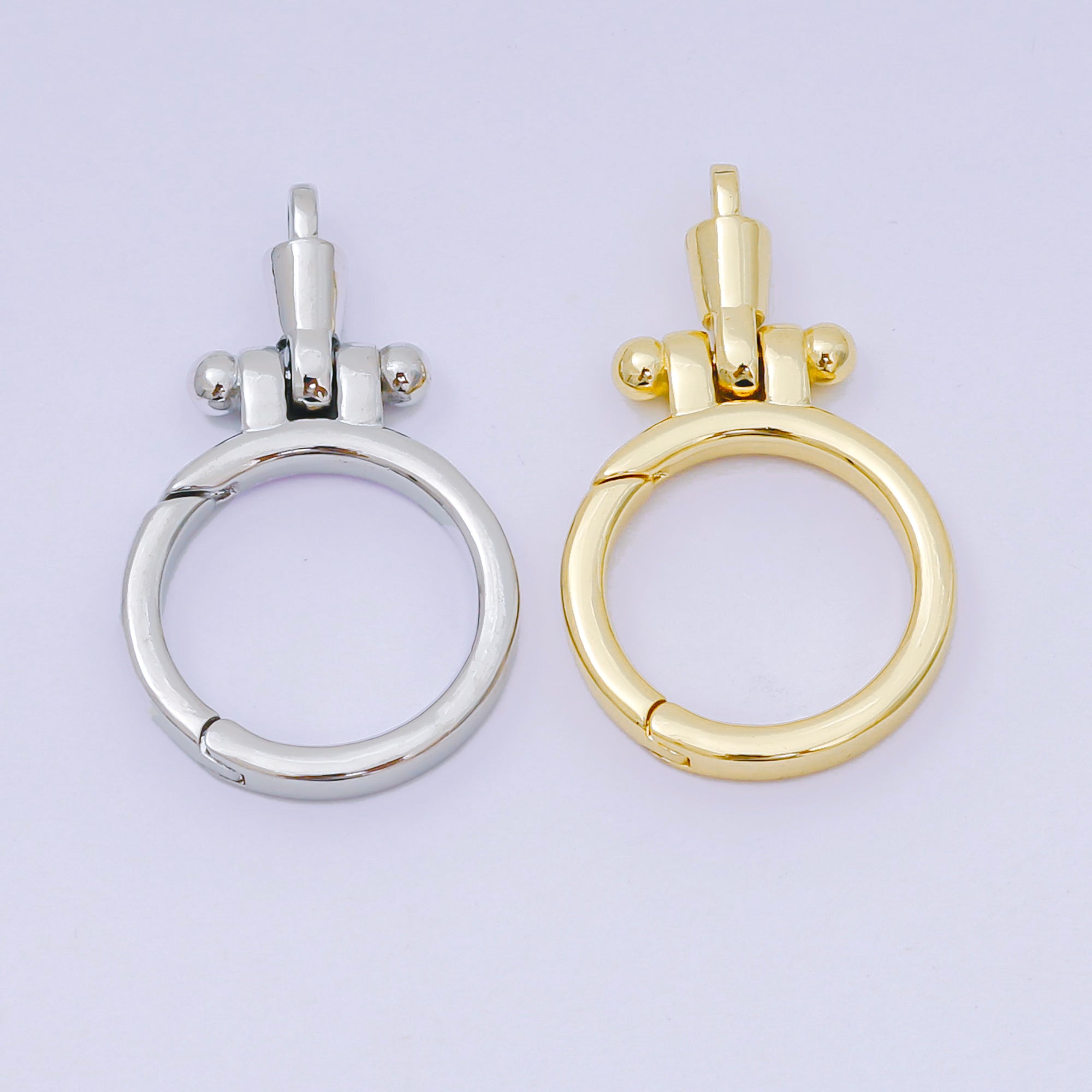 24K Gold Filled Round Push Gate Oblong Link Closure Finding in Gold & Silver | Z-1317