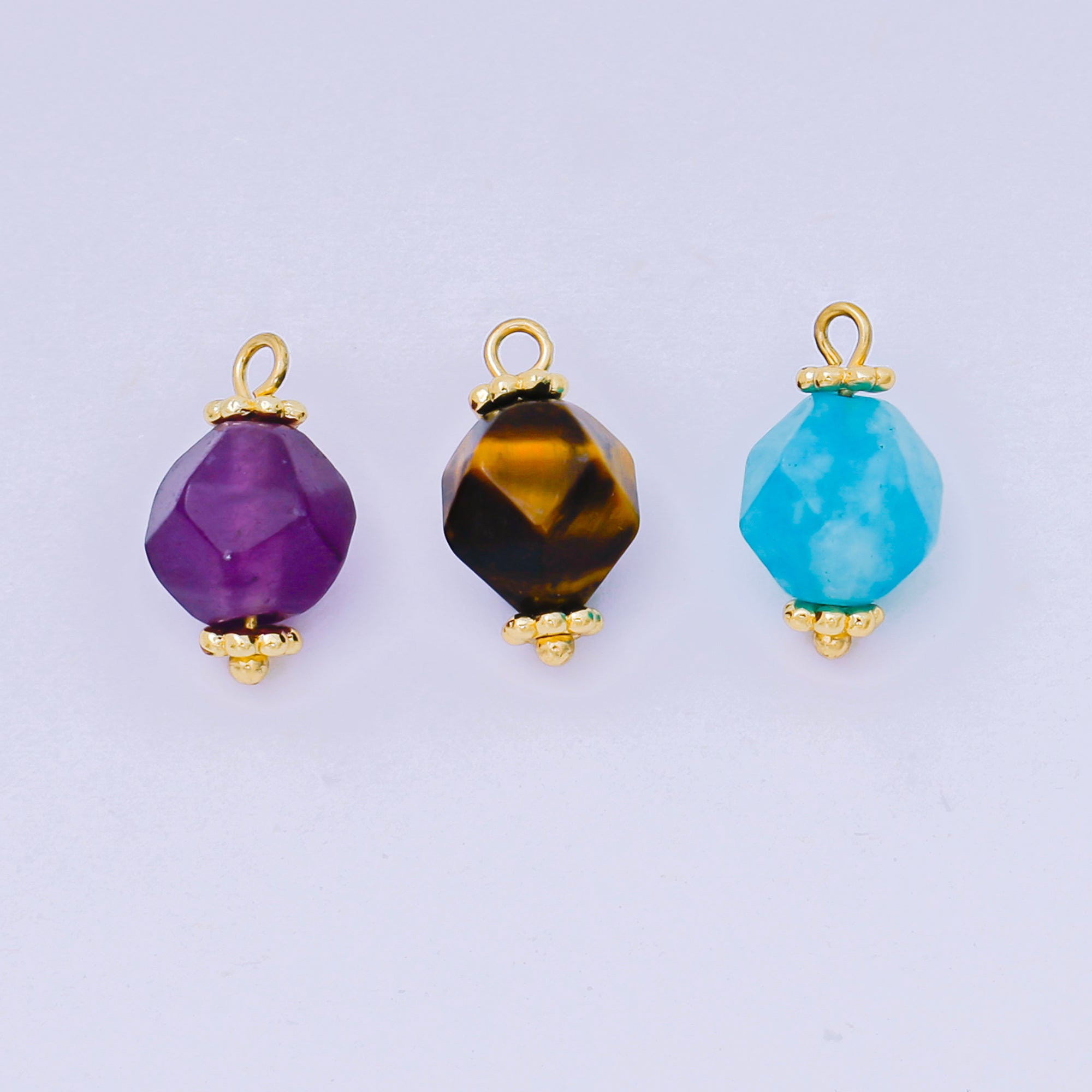 24K Gold Filled 14mm Acrylic Art Mystical Round Charm in Purple, Black, & Blue | AH-659 AH-660