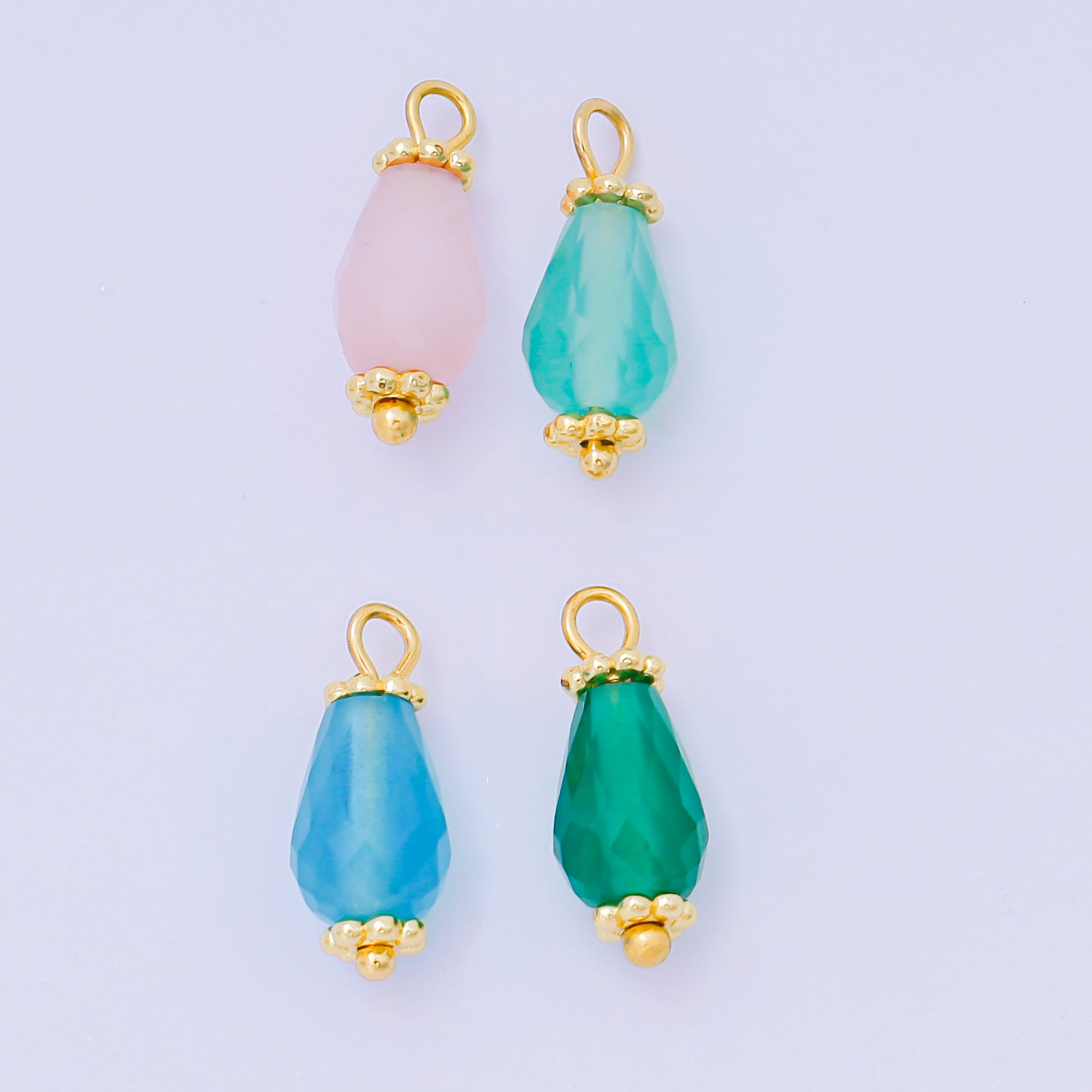 24K Gold Filled 15.5mm Acrylic Art Pastel Paradise Teardrop Charm in Pink, Blue, & Green | AH-657 AH-658