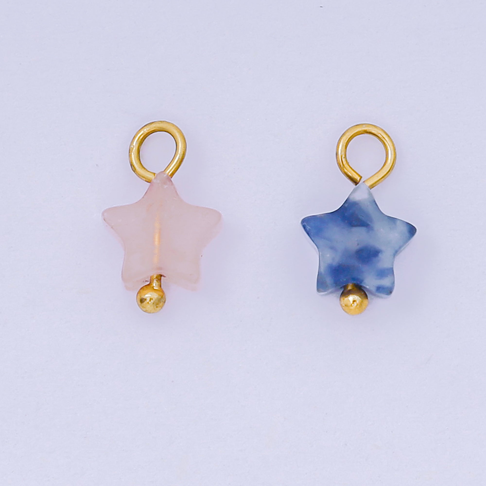 24K Gold Filled 10mm Acrylic Art Twinkle Star Dainty Charm in Pink & Royal Blue | AH-656
