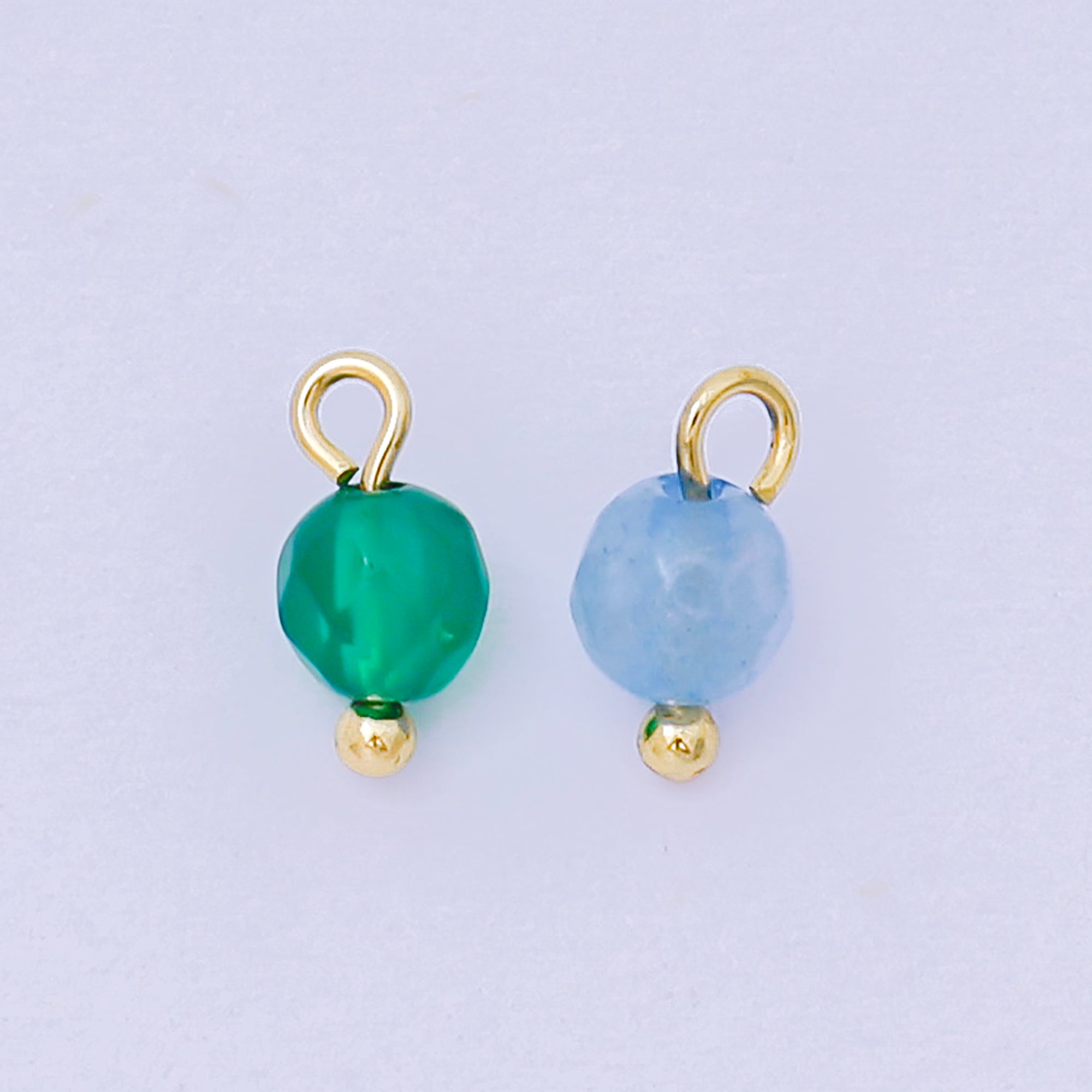 24K Gold Filled 8mm Acrylic Art Simple Round Charm in Blue & Green | AH-655