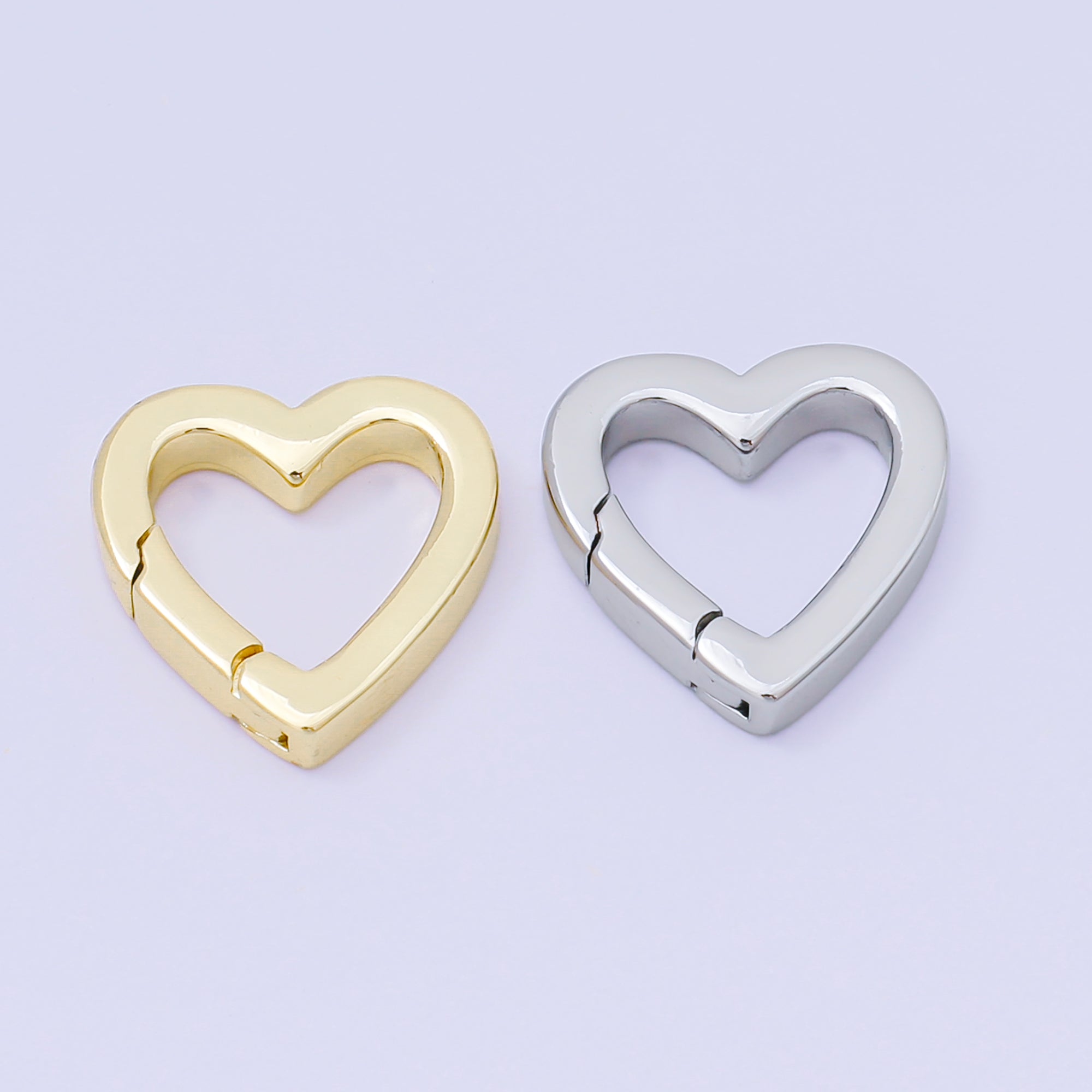 14K Gold Filled 16mm Heart-Shaped Push Gate Clasp Closure Finding in Gold & Silver | Z1336