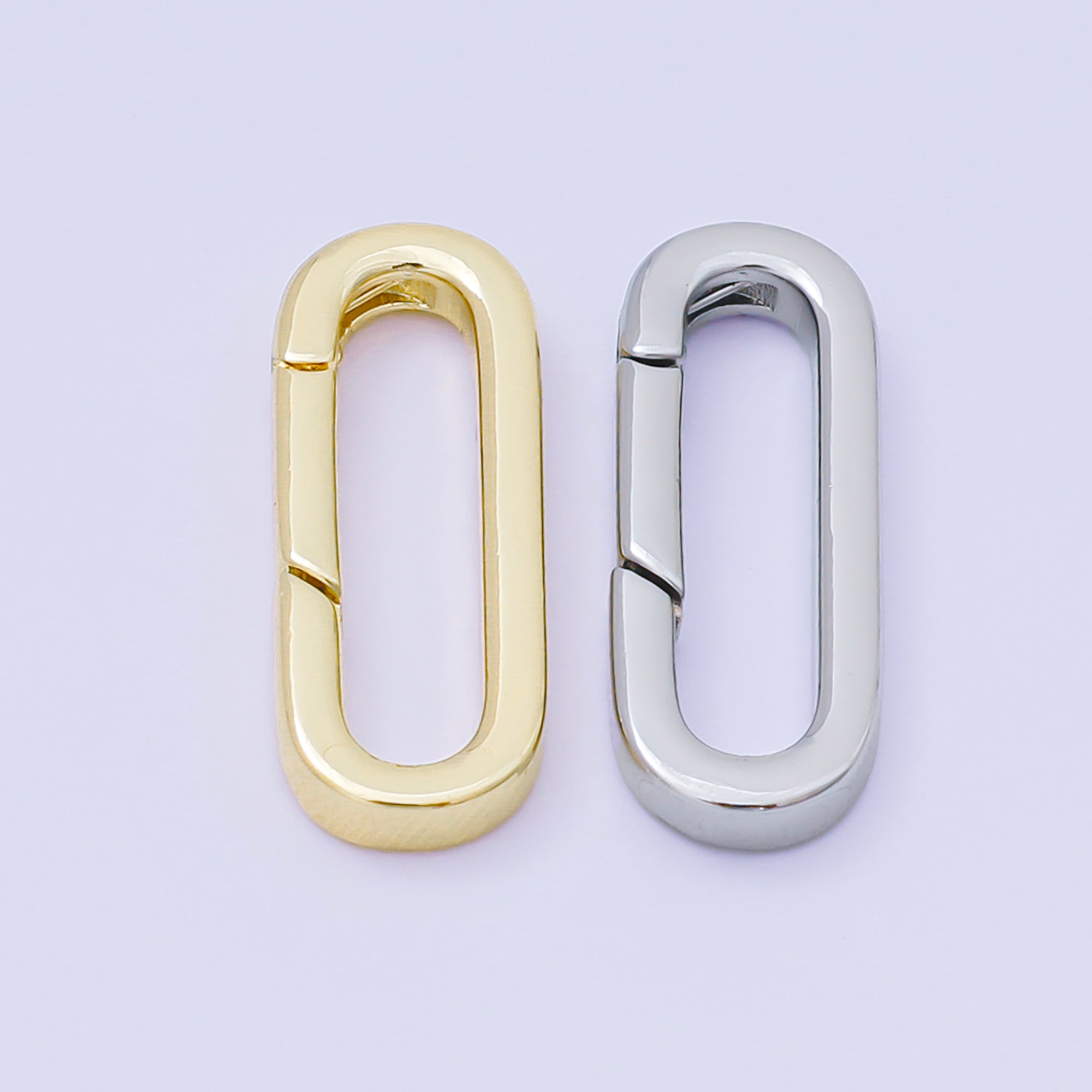 14K Gold Filled 21mm Long Oval Push Gate Clasp Closure Finding in Gold & Silver | Z1335
