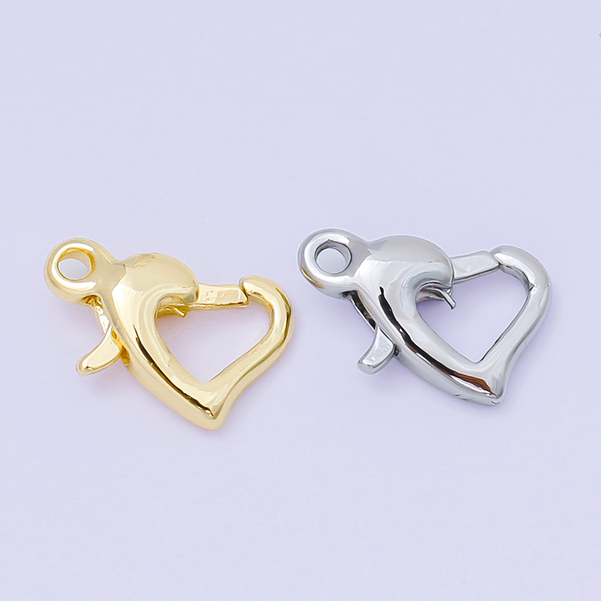 14K Gold Filled 13mm Heart-Shaped Lobster Clasp Closure Finding in Gold & Silver | Z1341