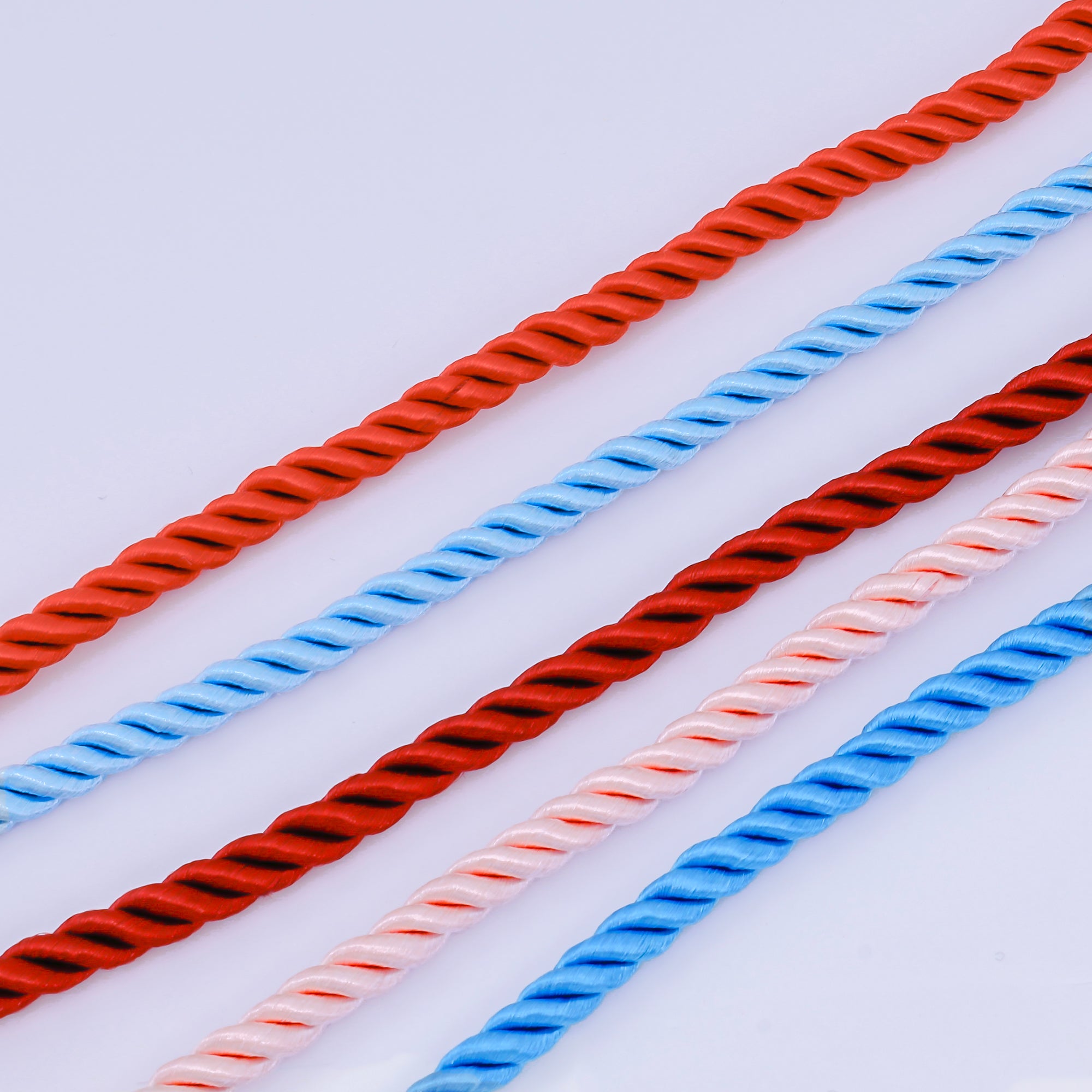 24K Gold Filled Rope Twisted Braided Cord Chain Necklace with Extender in Red, Pink & Blue | WA-3363 - WA-3367, WA-3764 - WA-3766