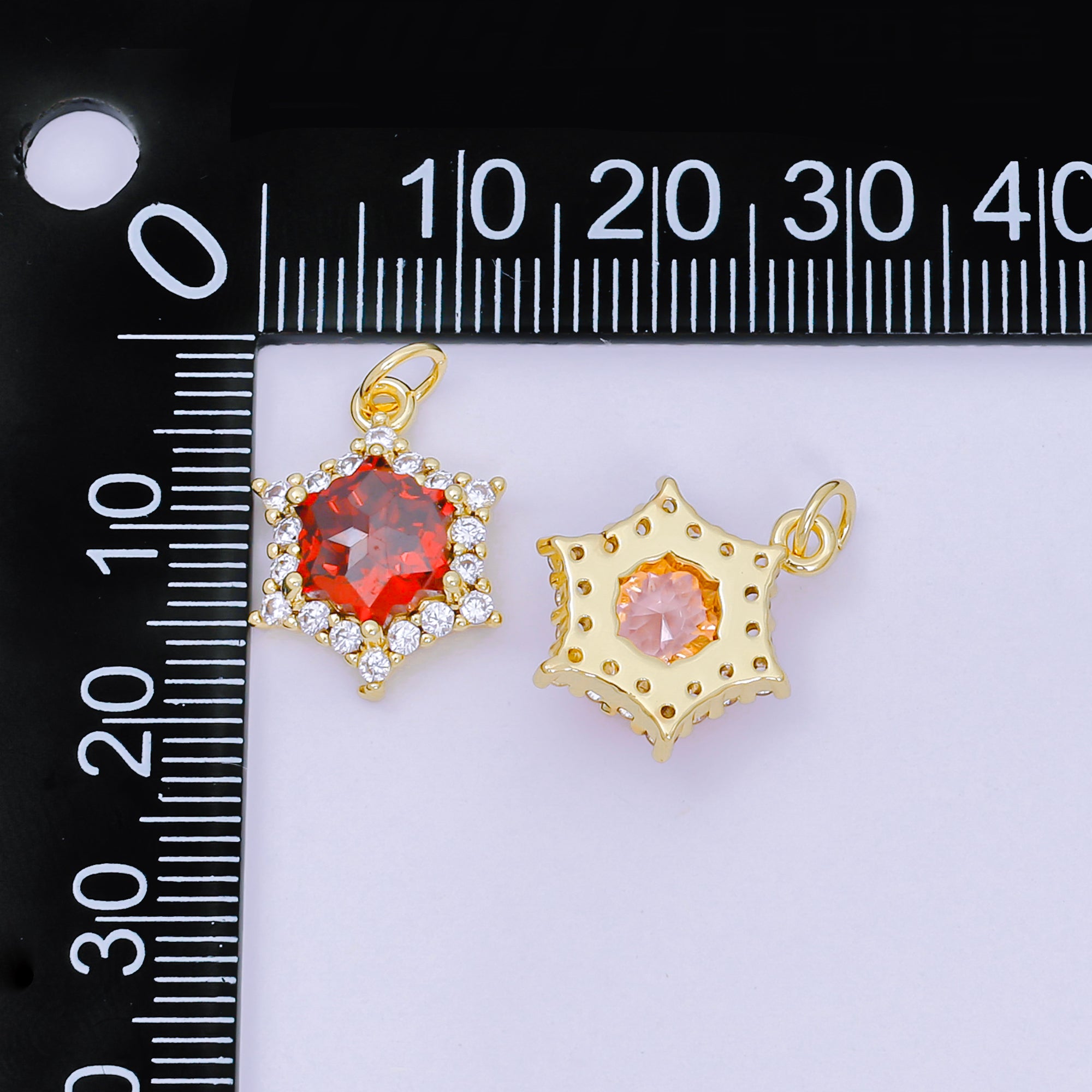 24K Gold Filled 16.9mm Micro Paved CZ Crystal Quartz Northen Star-Shaped Charm | AC-1575 - AC-1581