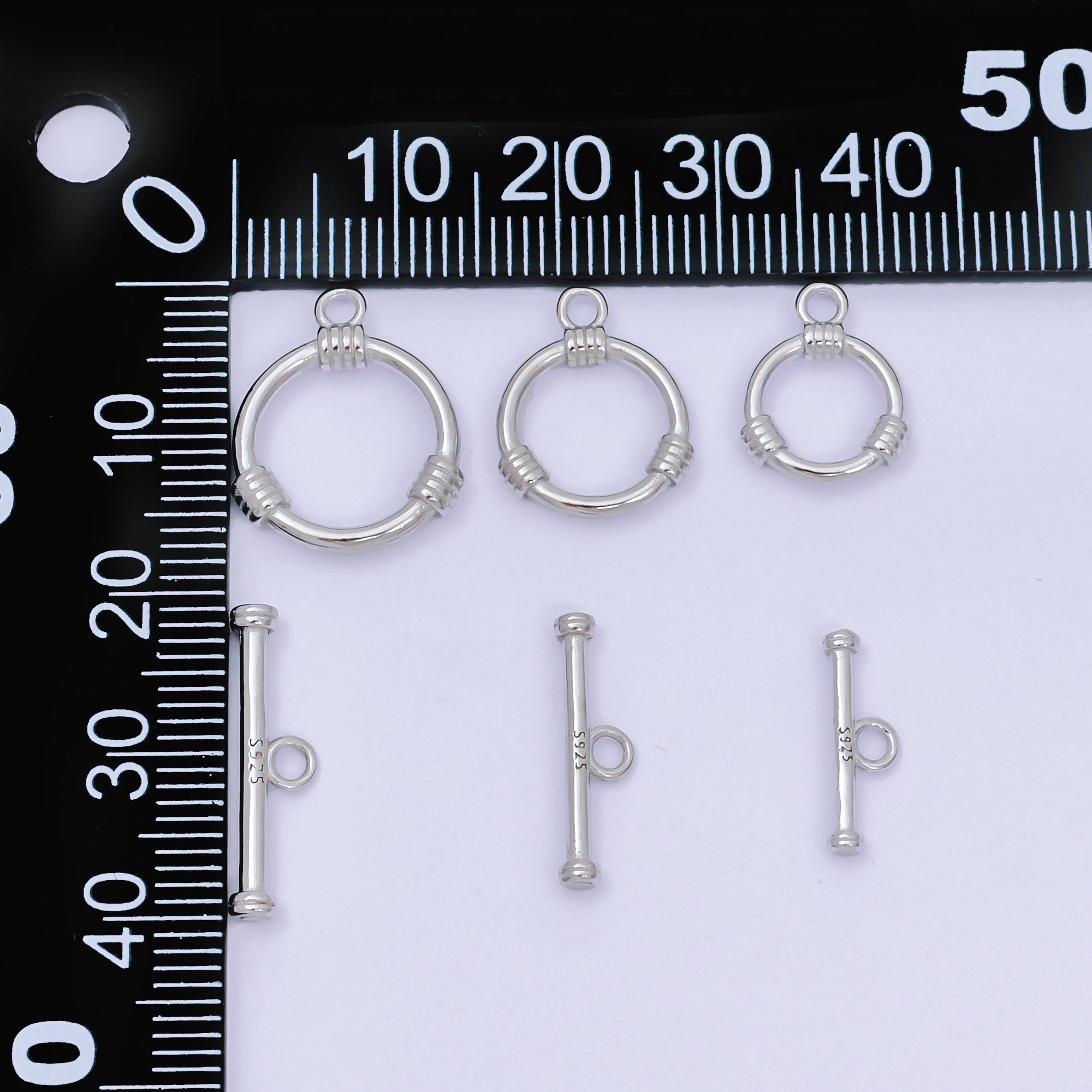 S925 Sterling Silver OT Clasp 3 Stripes Dainty Toggle Clasps Closure Finding | SL-675 - SL-677