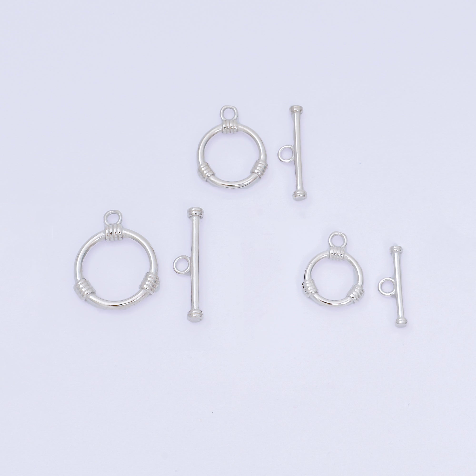 S925 Sterling Silver OT Clasp 3 Stripes Dainty Toggle Clasps Closure Finding | SL-675 - SL-677