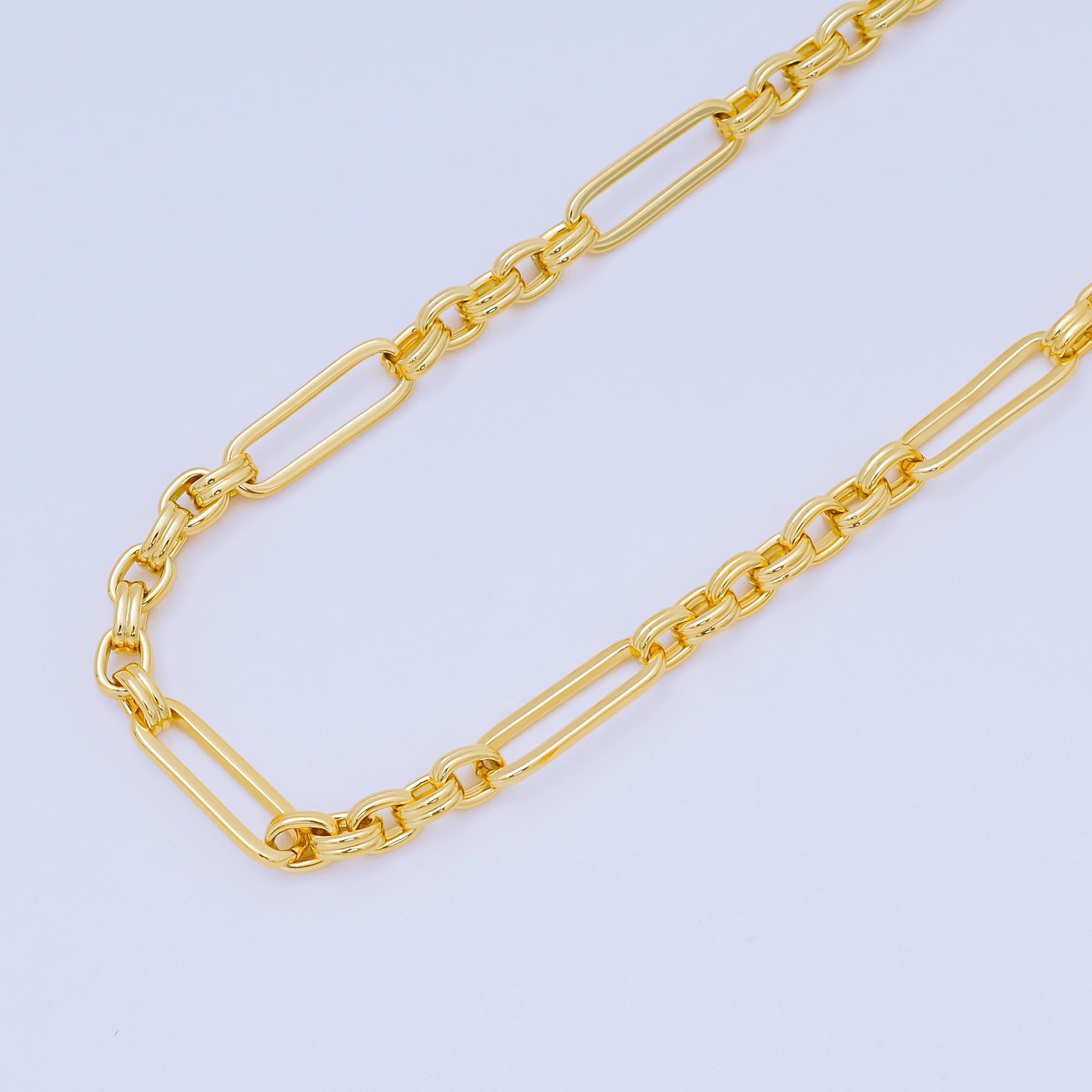 24K Gold Filled 6.5mm Paperclip Figaro Chain by Yard | ROLL-1674