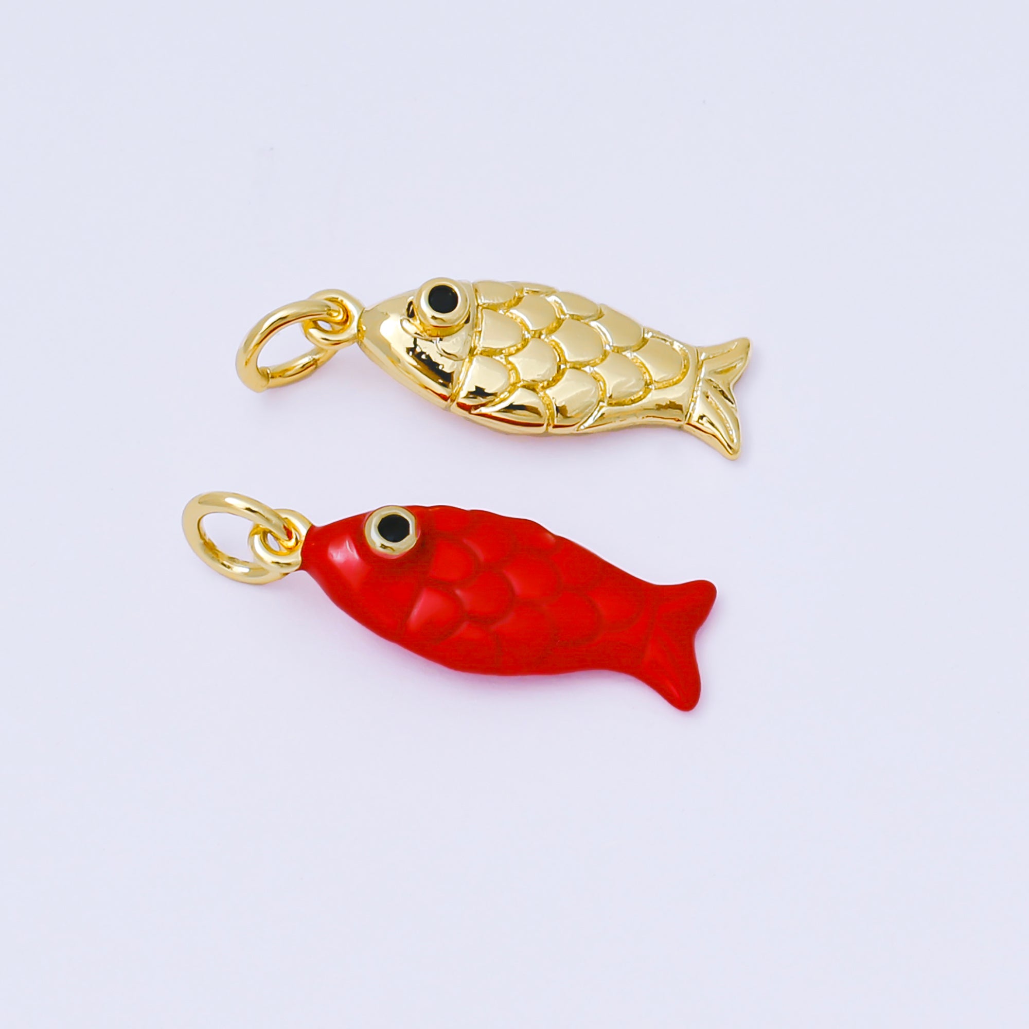 24K Gold Filled 19mm Red, Gold Koi Sardine Fish Charm | AF1286